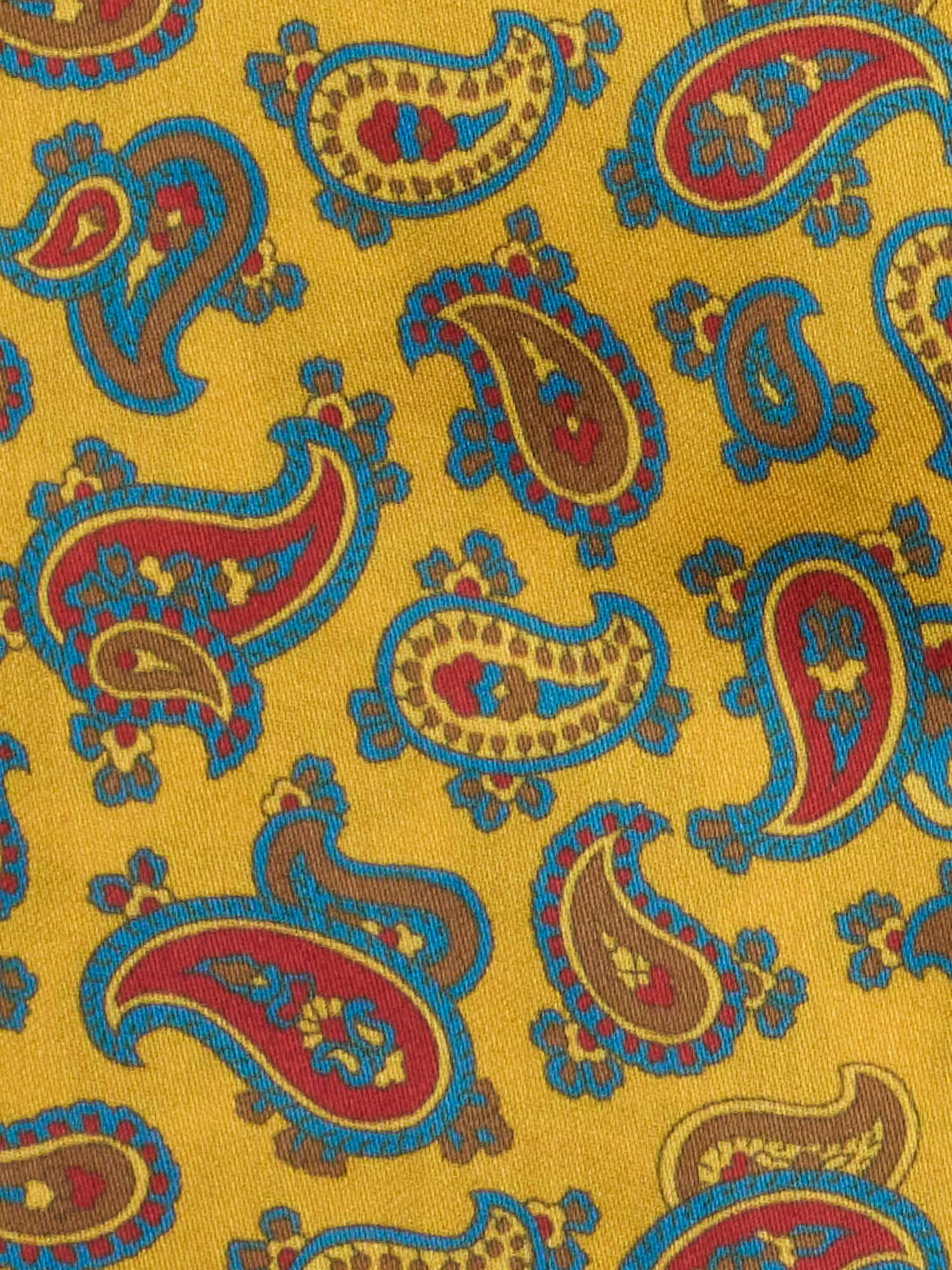 PIETRA SALATA Yellow Paisley Cotton Spread Collar Shirt