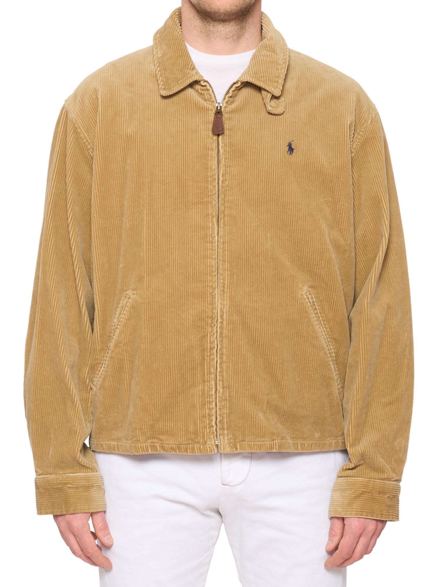 POLO RALPH LAUREN Beige Cotton Corduroy Harrington Jacket Vintage NOS