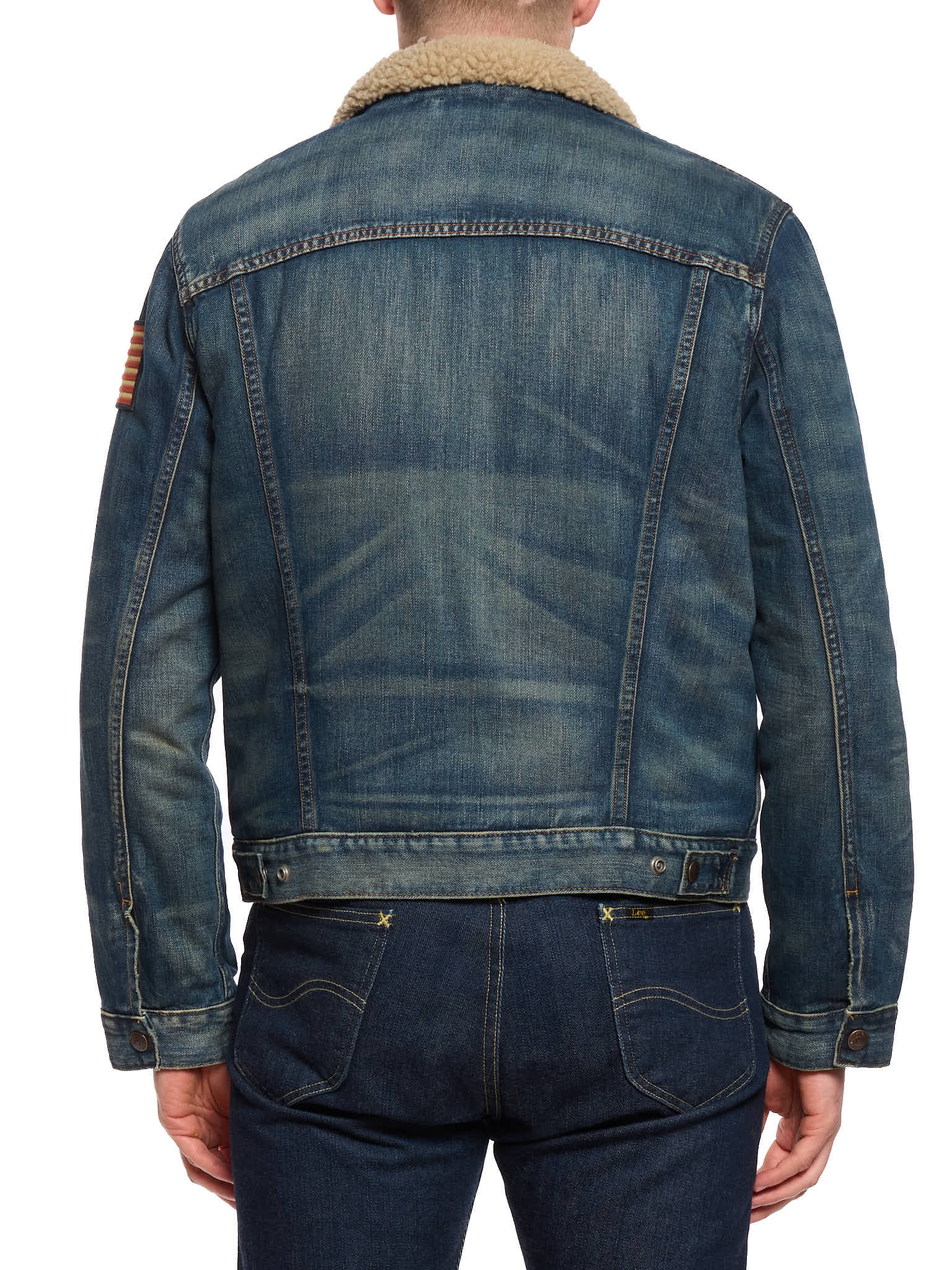 POLO RALPH LAUREN Blue Sherpa Lined Denim Trucker Jacket