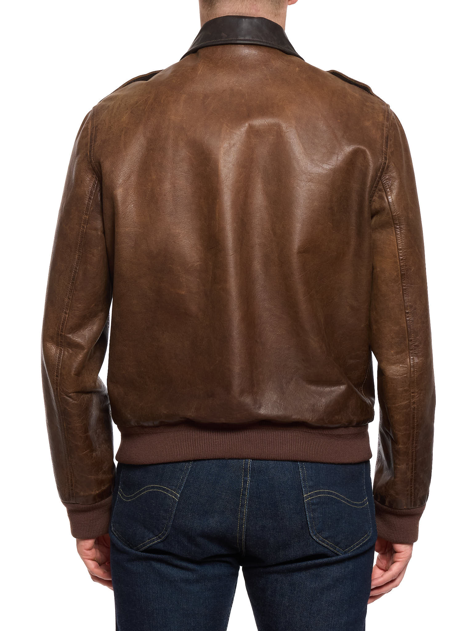 POLO RALPH LAUREN Brown "A–2" Cowhide Leather Flight Bomber Jacket