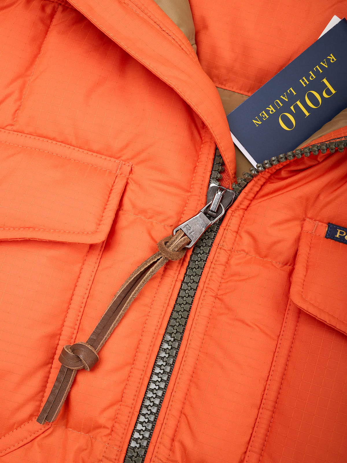 POLO RALPH LAUREN Orange "The Gorham Utility" Down Hooded Jacket Parka