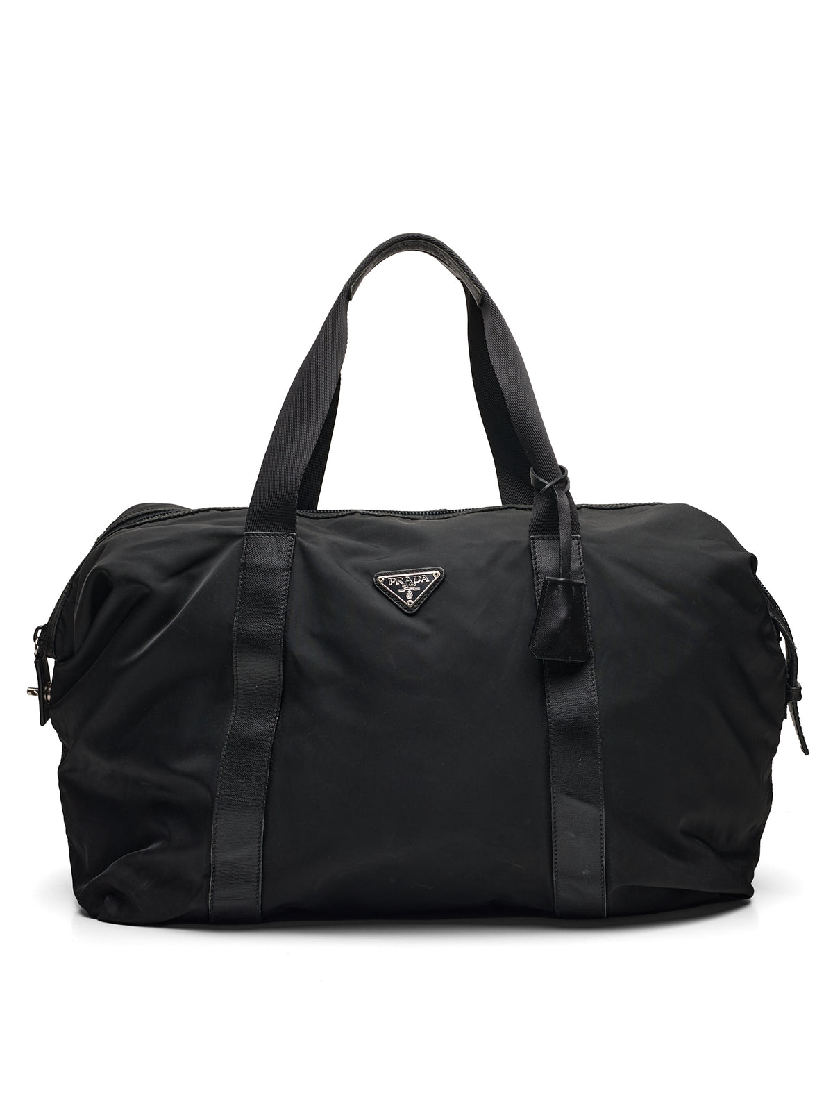 Vintage PRADA Black Nylon & Leather Duffel Travel Bag