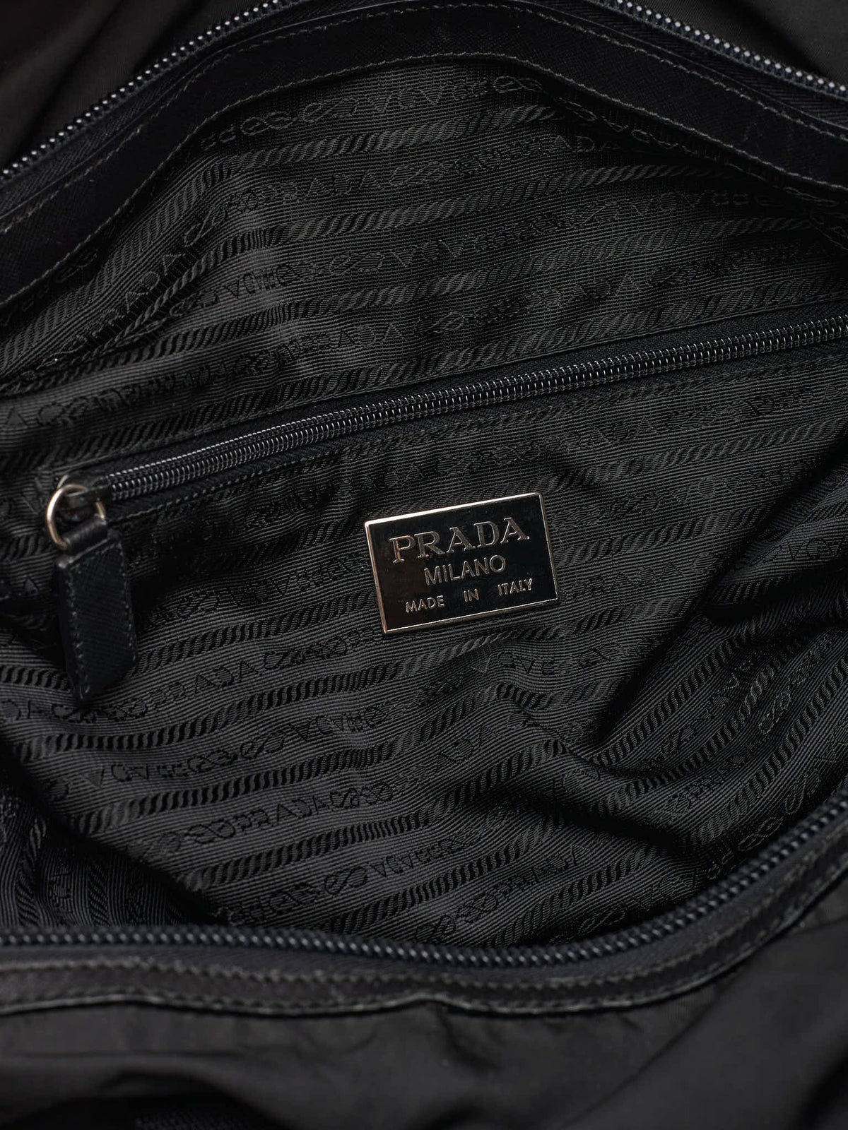 Vintage PRADA Black Nylon & Leather Duffel Travel Bag