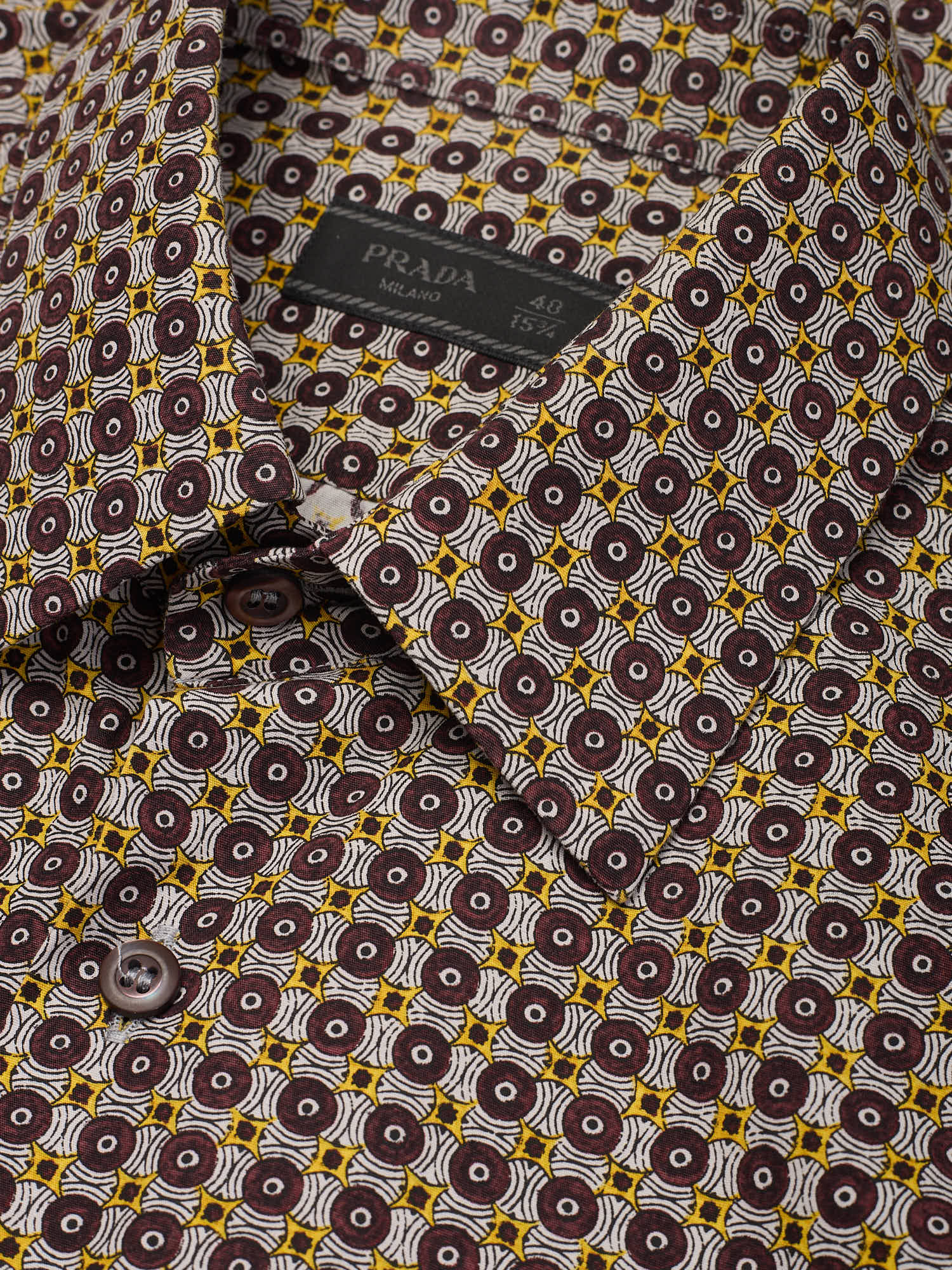 PRADA Milano Gray Medallion Cotton Dress Shirt EU 40 NEW US 15.75