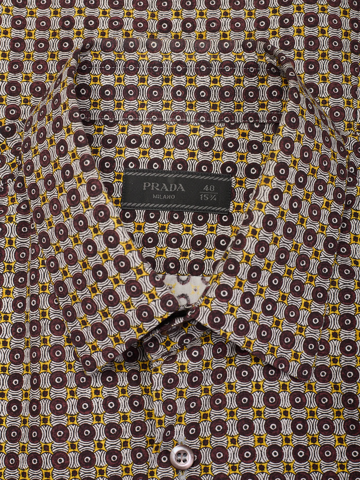 PRADA Milano Gray Medallion Cotton Dress Shirt EU 40 NEW US 15.75