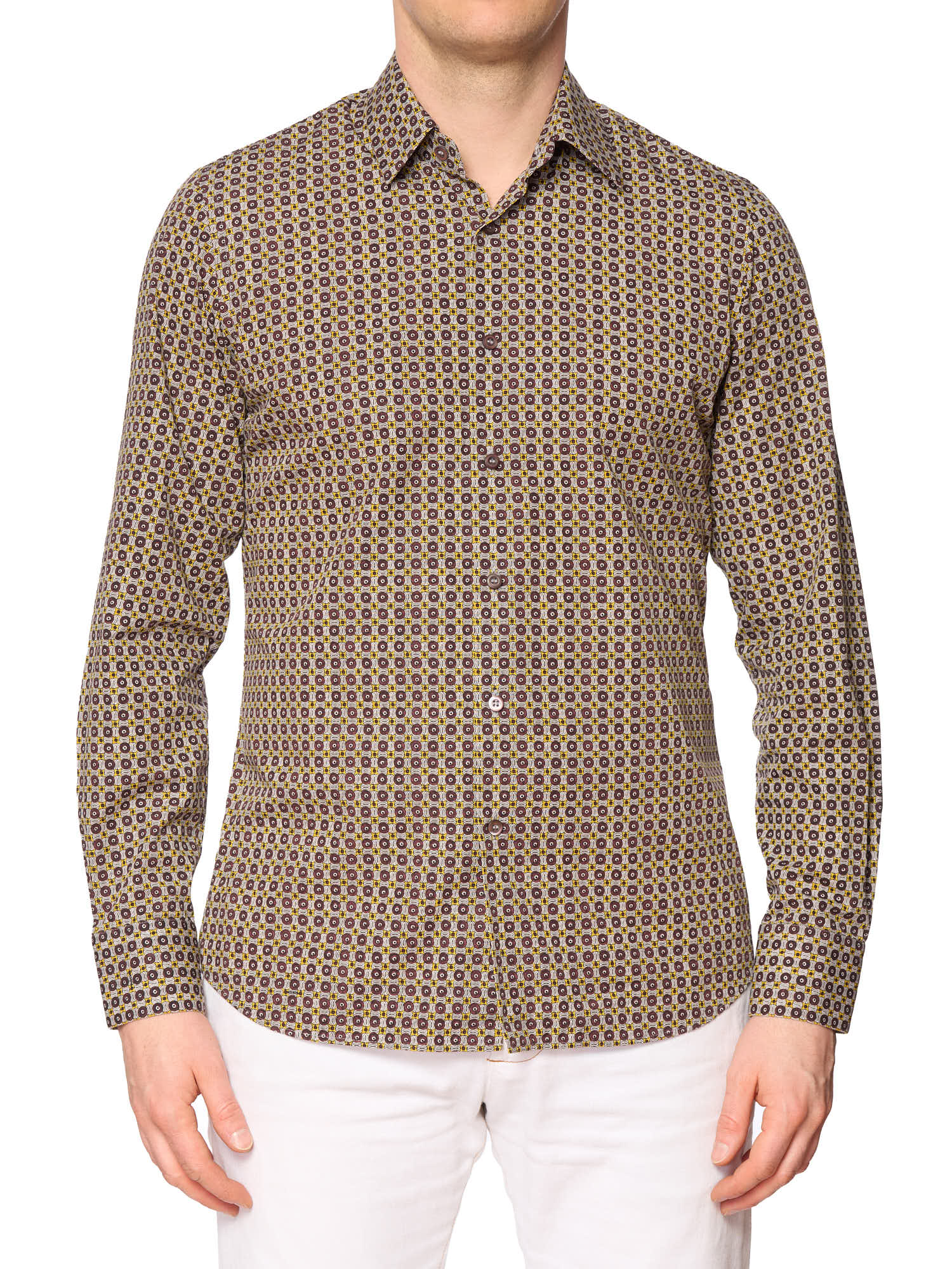 PRADA Milano Gray Medallion Cotton Dress Shirt EU 40 NEW US 15.75