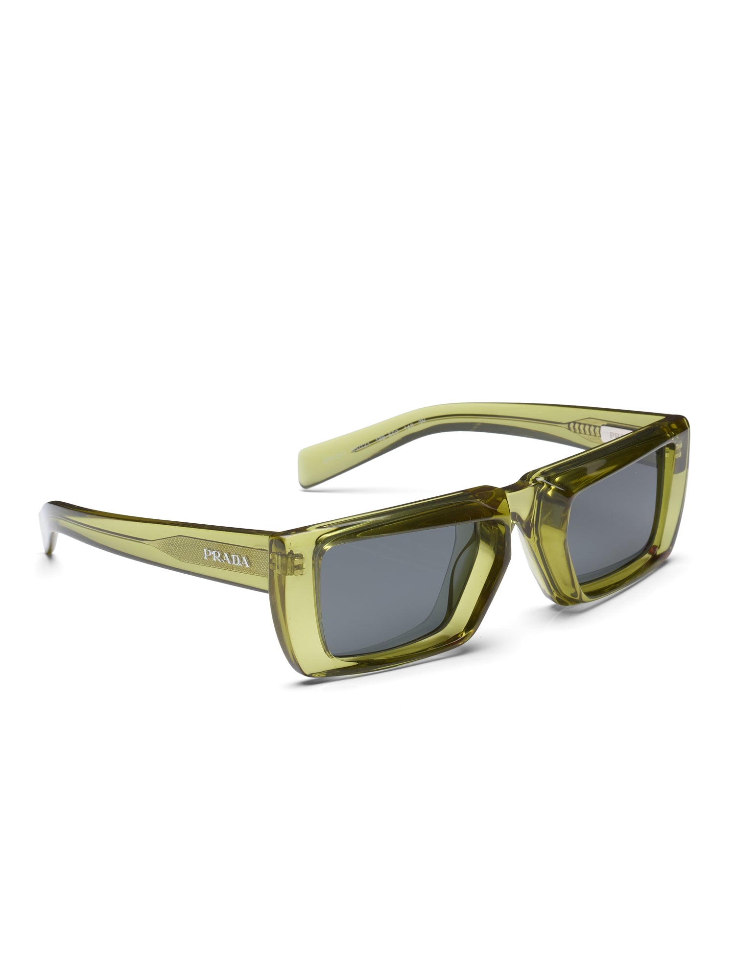 PRADA "24YS" Fern Green Square-Frame Tinted-Lens Sunglasses New