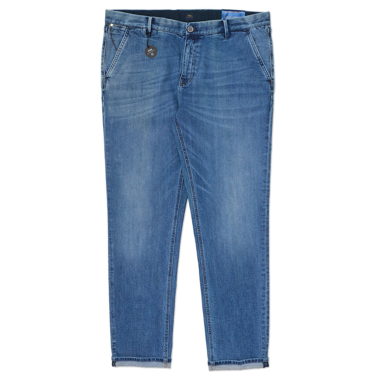 PT05 "Grunge" Light Blue Cotton Tuxedo Denim Relaxed Fit Jeans Pants NEW US 40