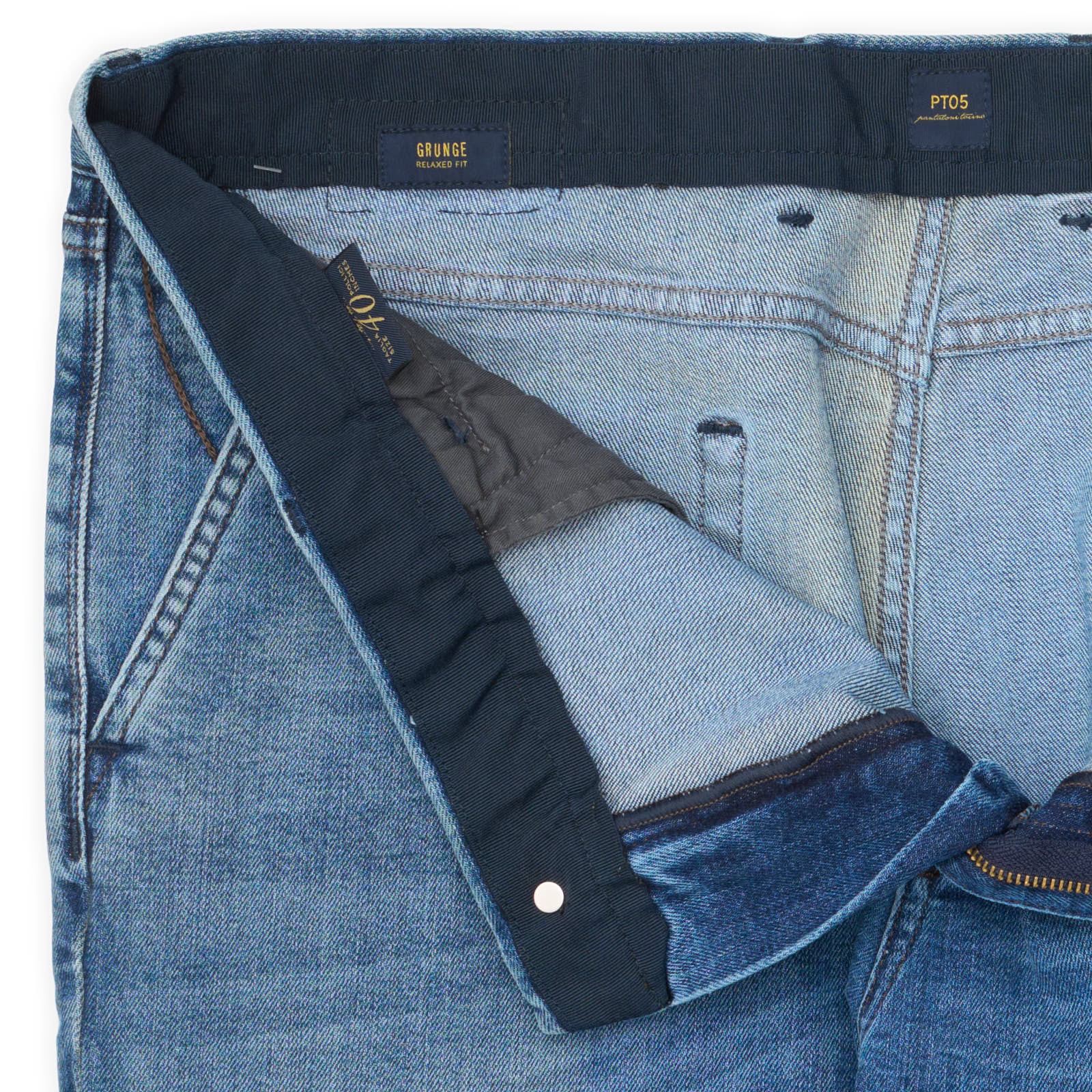 PT05 "Grunge" Light Blue Cotton Tuxedo Denim Relaxed Fit Jeans Pants NEW US 40