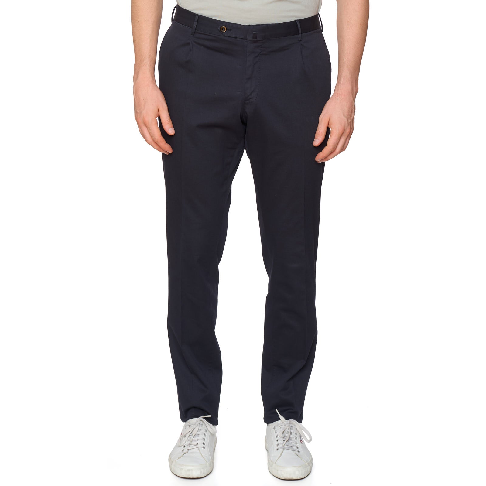 PT PANTALONI TORINO Blue Cotton-Lyocell Stretch Pants NEW Superslim