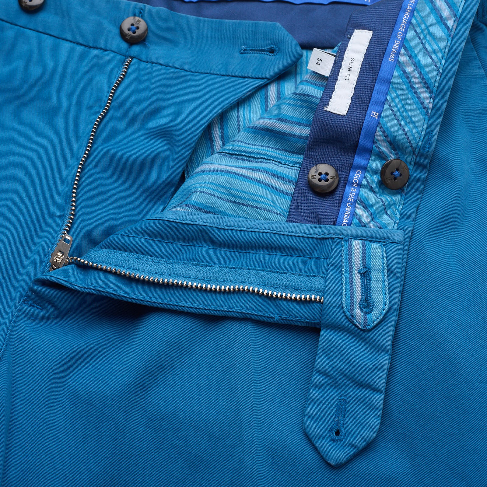PT PANTALONI TORINO Blue Lyocell-Cotton Slim Fit Chino Pants EU 54 NEW US 36