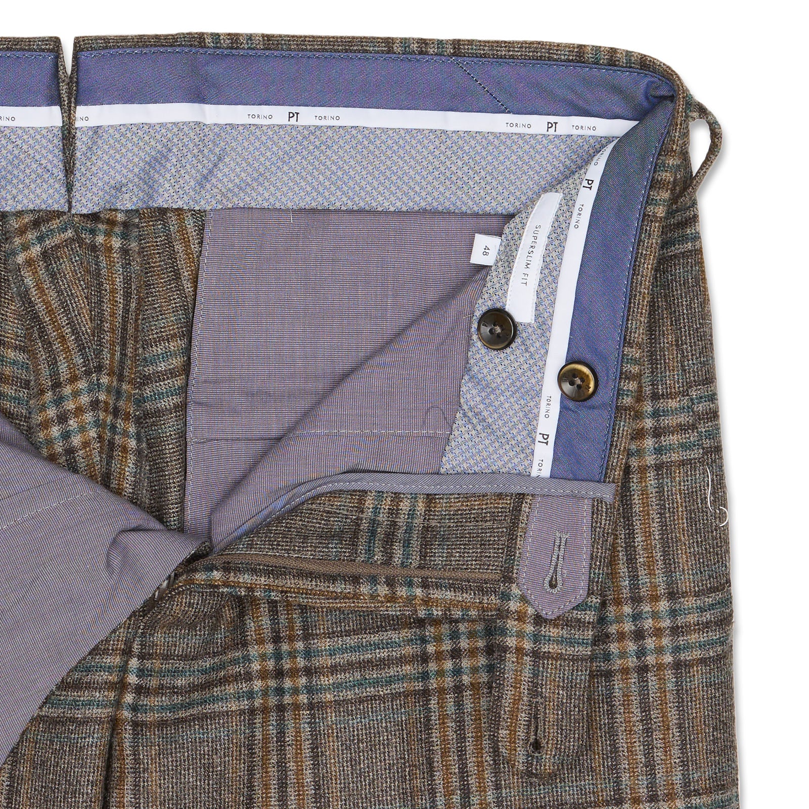 PT PANTALONI TORINO Prince of Wales Flannel Super 100's Slim Fit Dress Pants NEW US 42