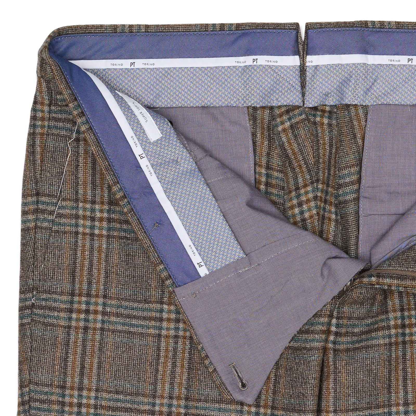 PT PANTALONI TORINO Prince of Wales Flannel Super 100's Slim Fit Dress Pants NEW US 42