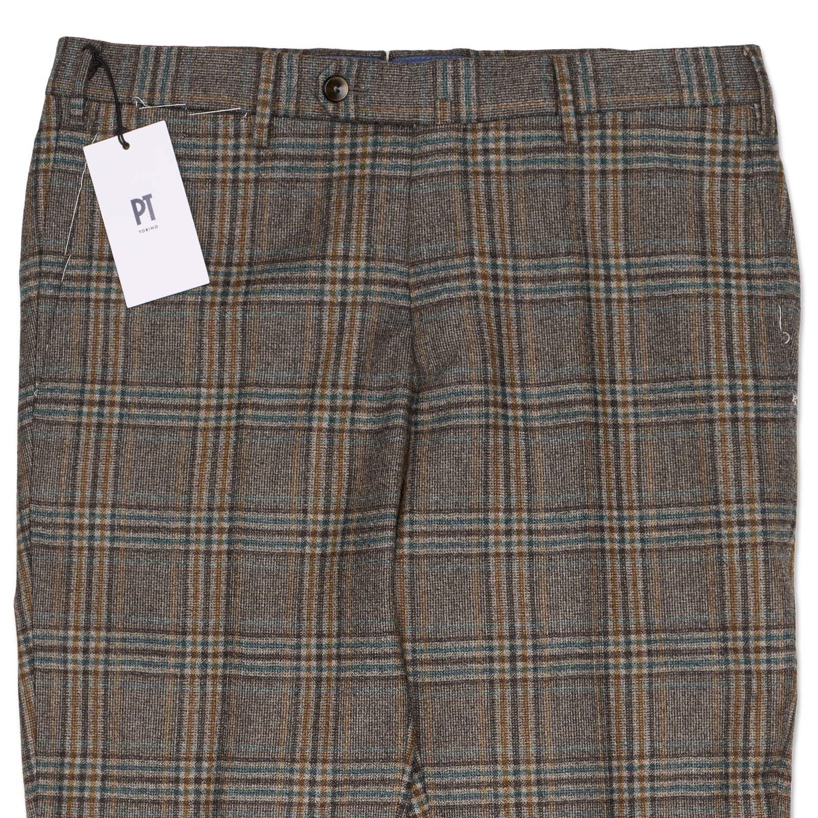 PT PANTALONI TORINO Prince of Wales Flannel Super 100's Slim Fit Dress Pants NEW US 42