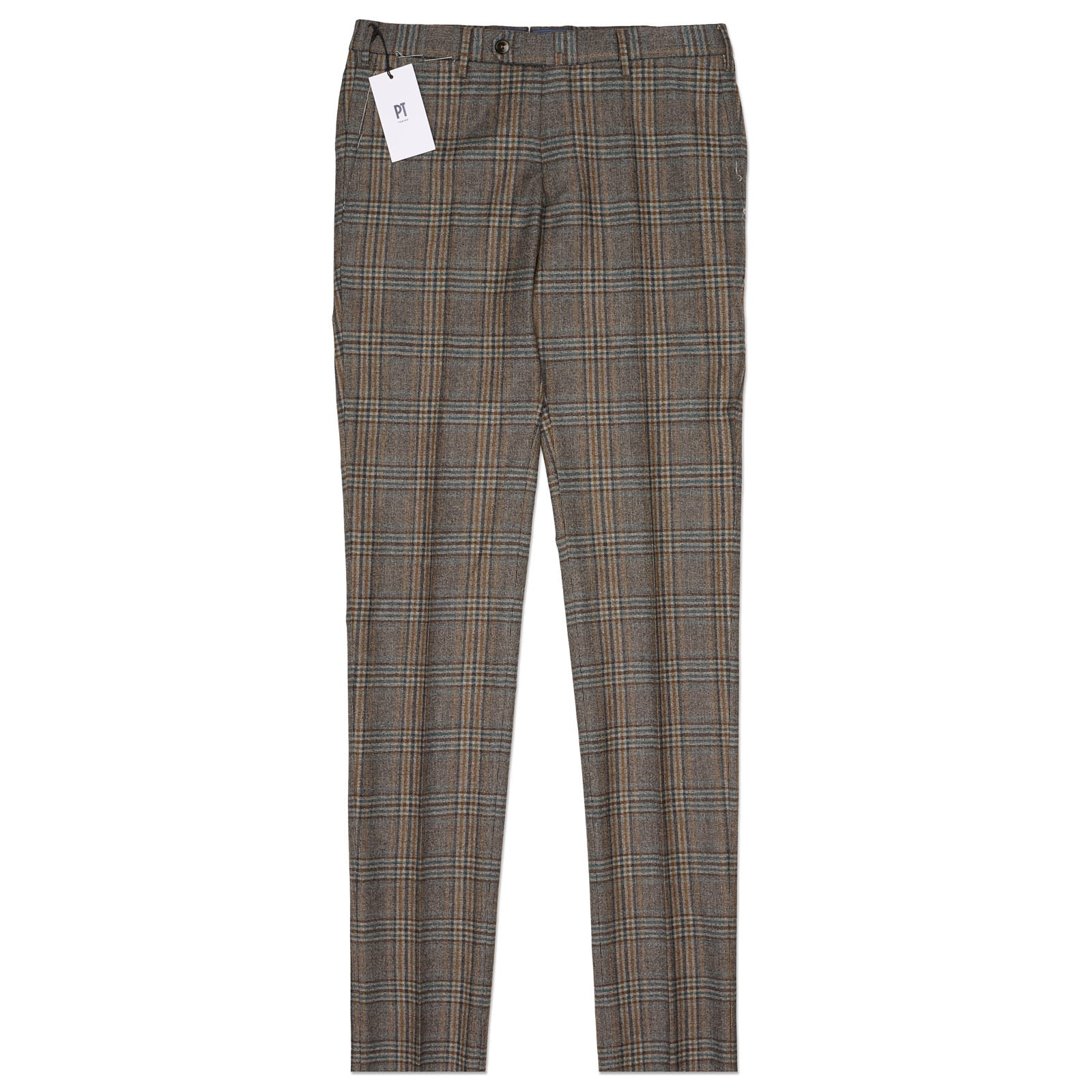 PT PANTALONI TORINO Prince of Wales Flannel Super 100's Slim Fit Dress Pants NEW US 42