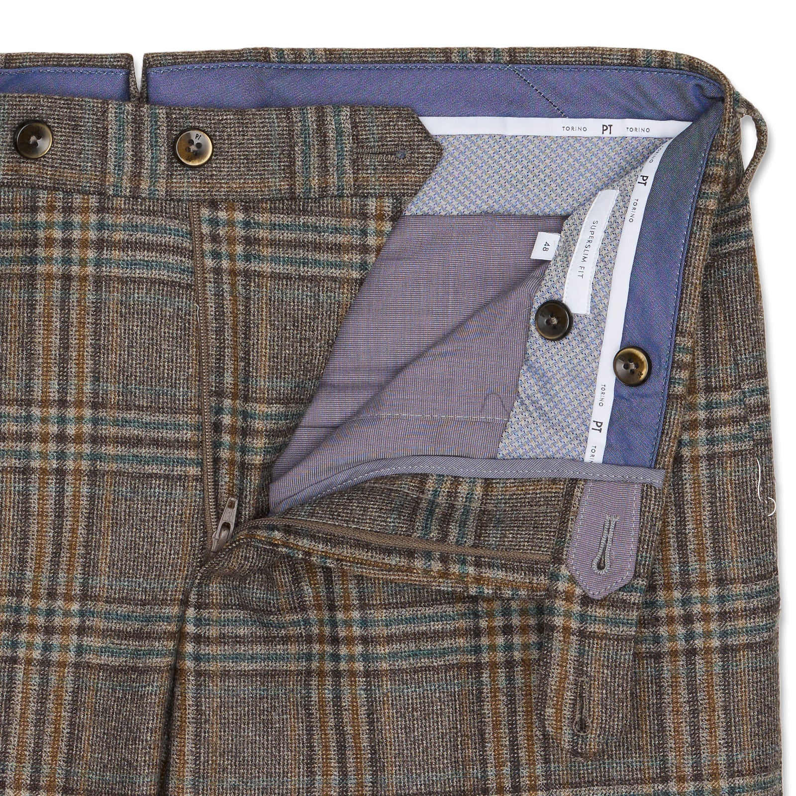 PT PANTALONI TORINO Prince of Wales Flannel Super 100's Slim Fit Dress Pants NEW US 42