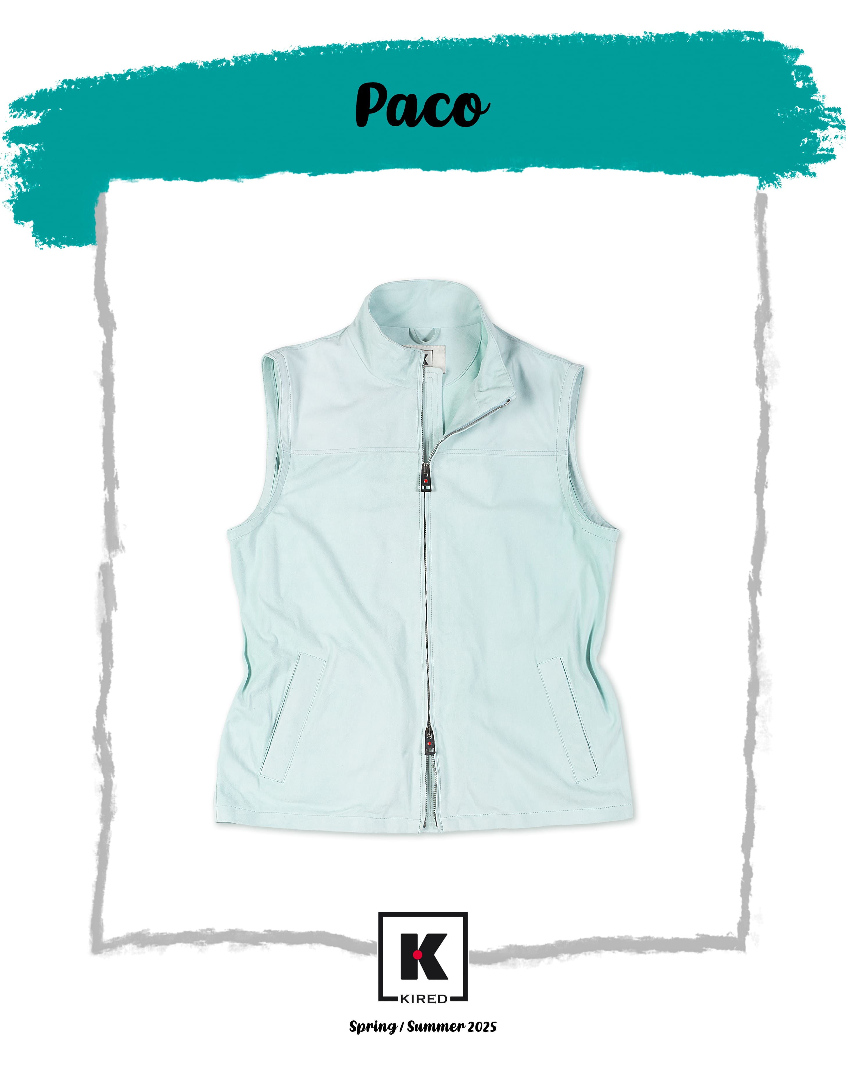 KITON KIRED "Paco" Teal Lambskin Suede Leather Vest EU 50 NEW US M 2025