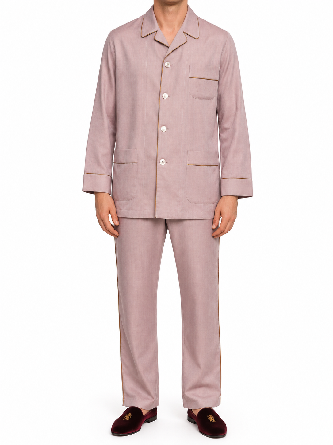 LUIGI BORRELLI Handmade Egyptian Cotton Dusty Rose Pajama Set