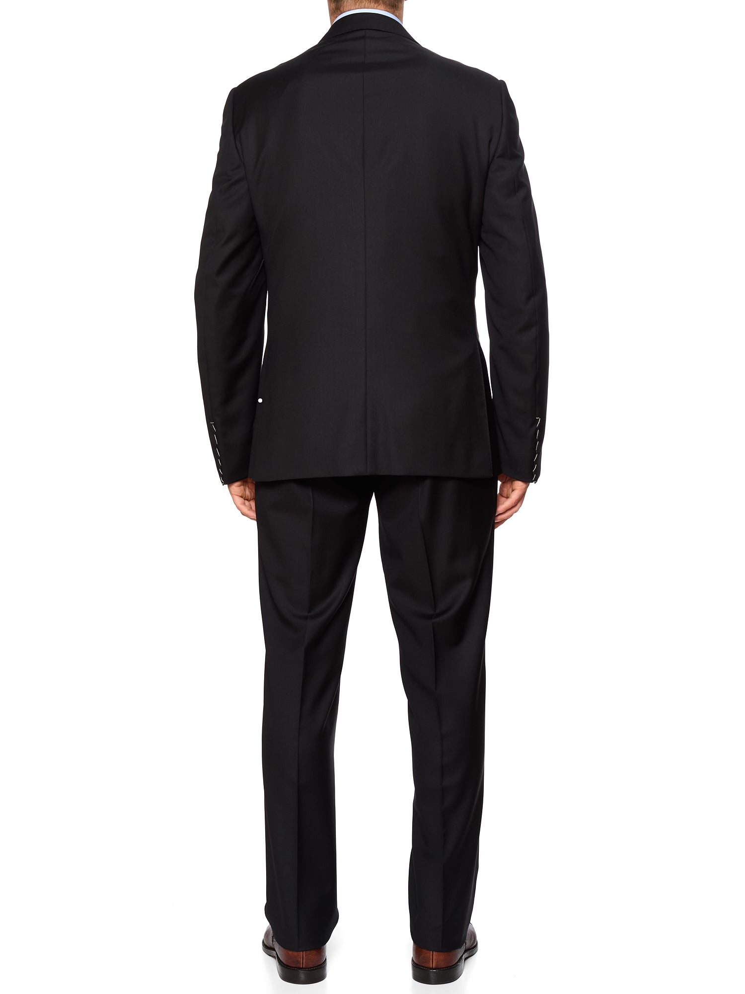 RAFFAELE CARUSO Black Loro Piana Super 150’s Tasmanian Peak Lapel Suit