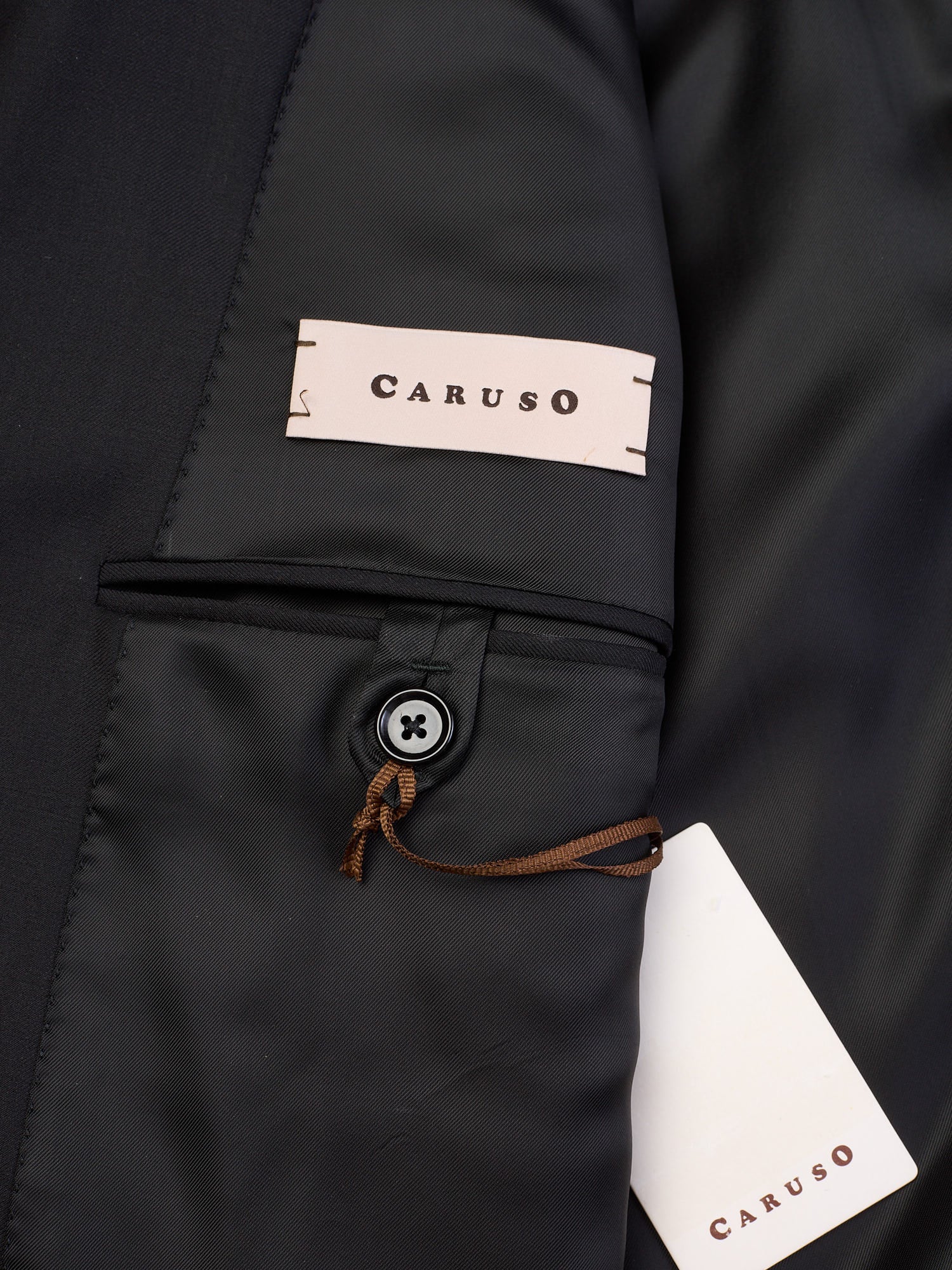 RAFFAELE CARUSO Black Loro Piana Super 150’s Tasmanian Peak Lapel Suit