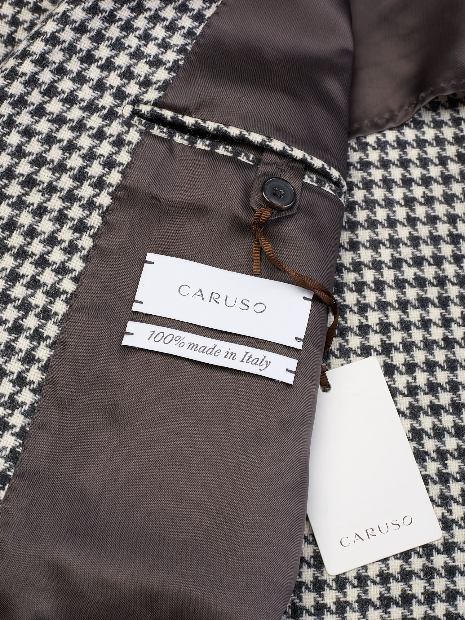 RAFFAELE CARUSO "Aida" Black Houndstooth Wool Blazer Jacket NEW