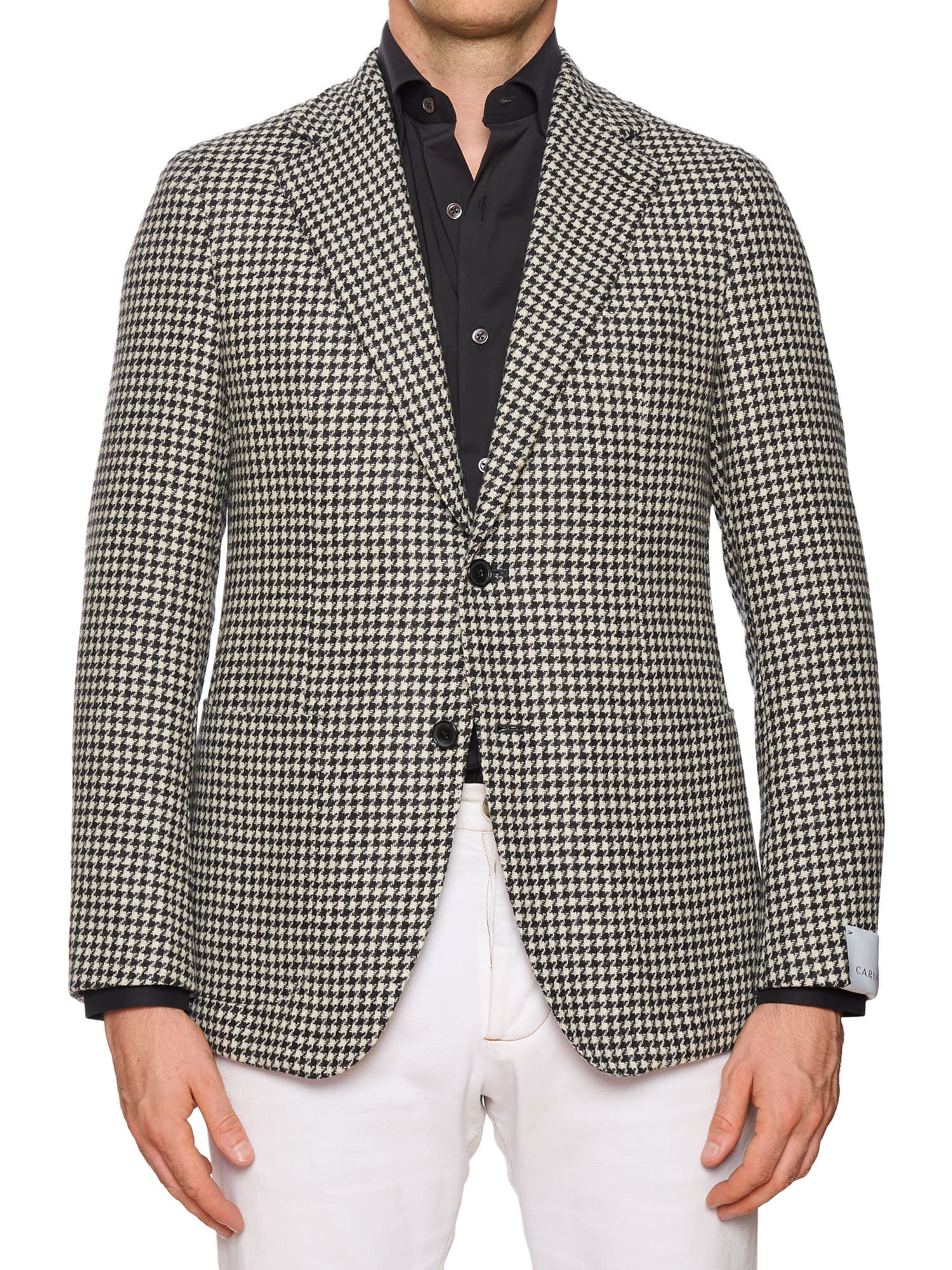 RAFFAELE CARUSO "Aida" Black Houndstooth Wool Blazer Jacket NEW