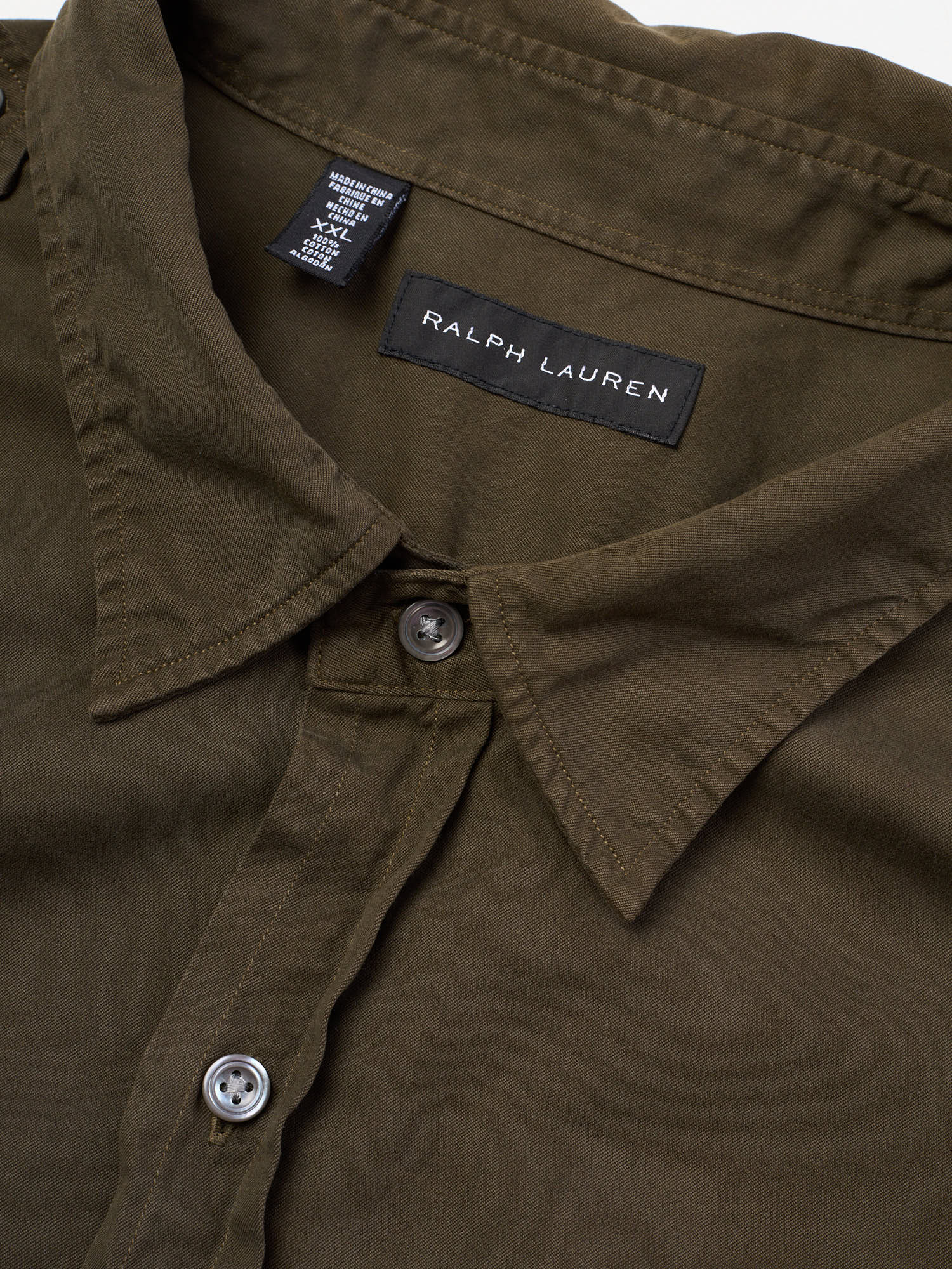 RALPH LAUREN Black Label Olive Green Epaulet Military Safari Shirt US XXL