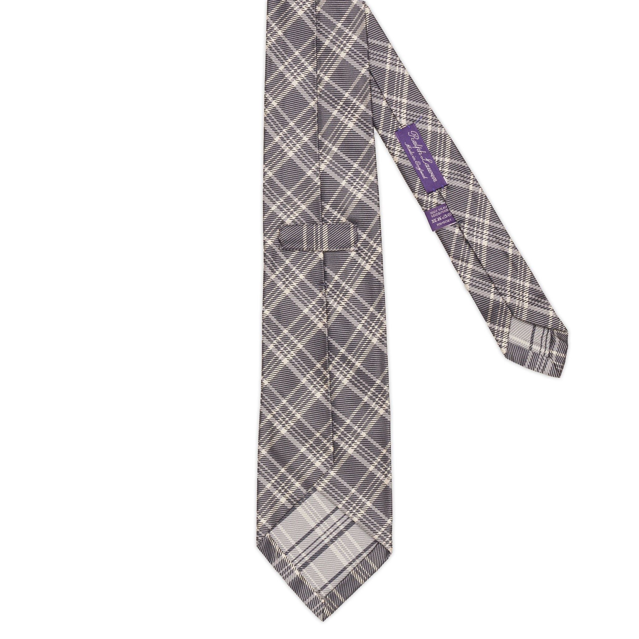 RALPH LAUREN Purple Label England Handmade Prince of Wales Silk Tie Seven Fold NEW RALPH LAUREN