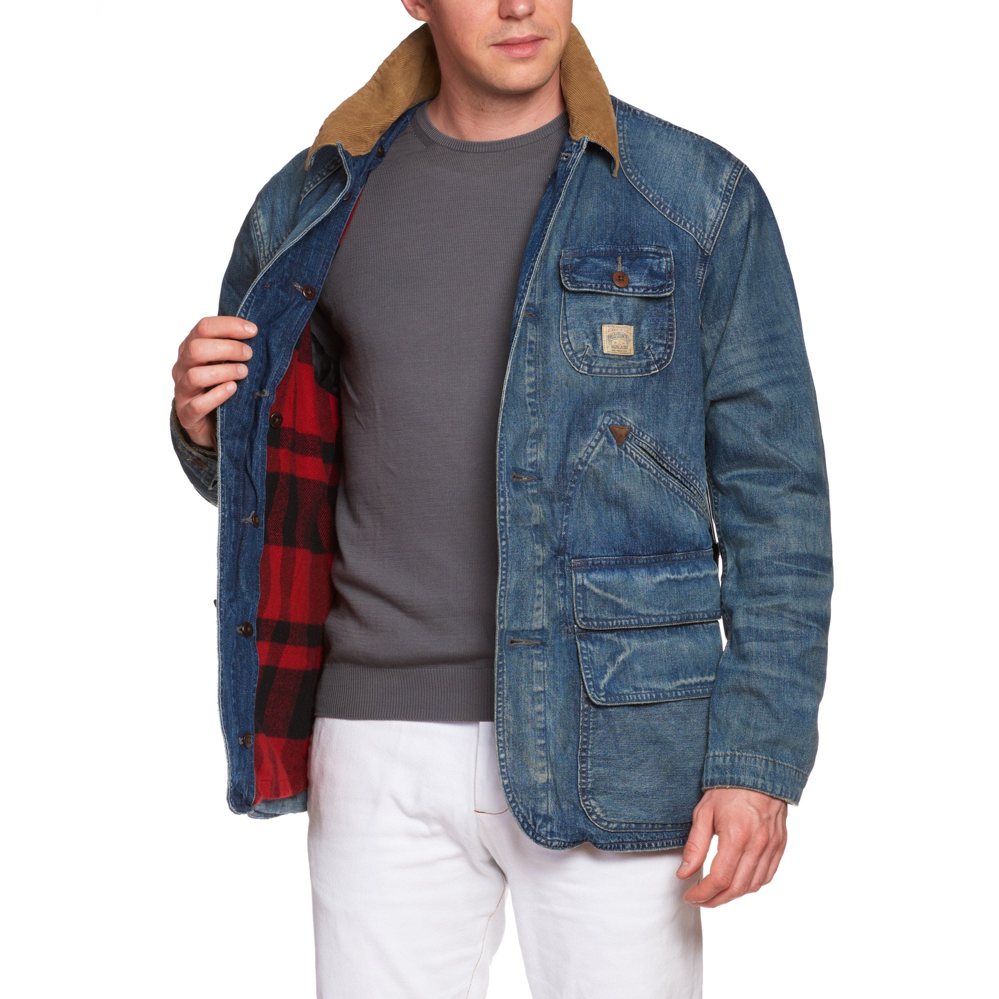 RALPH LAUREN POLO COUNTRY RRL Blue Denim Utility Jacket Removable Lining NEW RALPH LAUREN