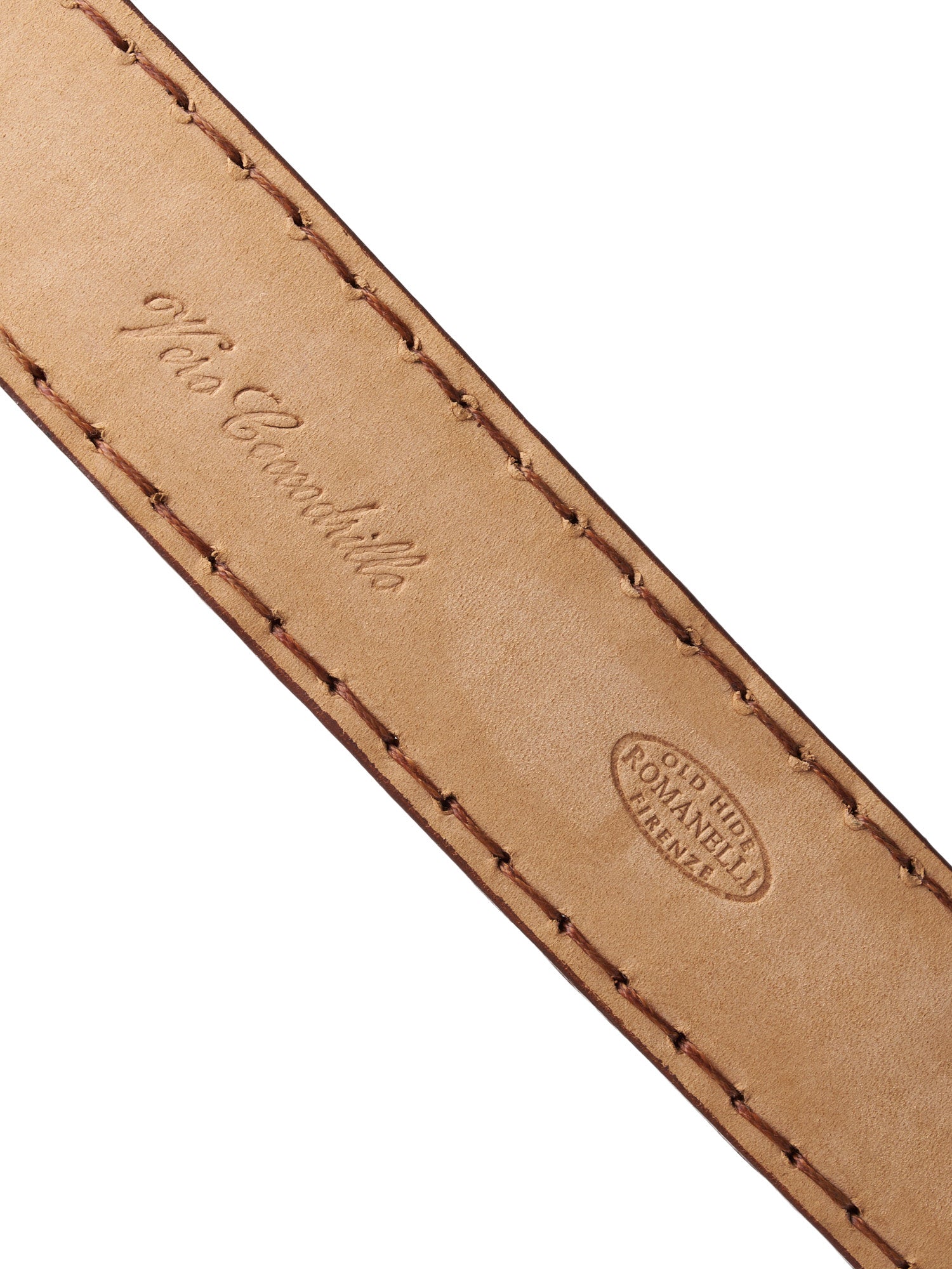 ROMANELLI Firenze Brown Crocodile Skin Silver-Horn Buckle Belt 90cm 36"