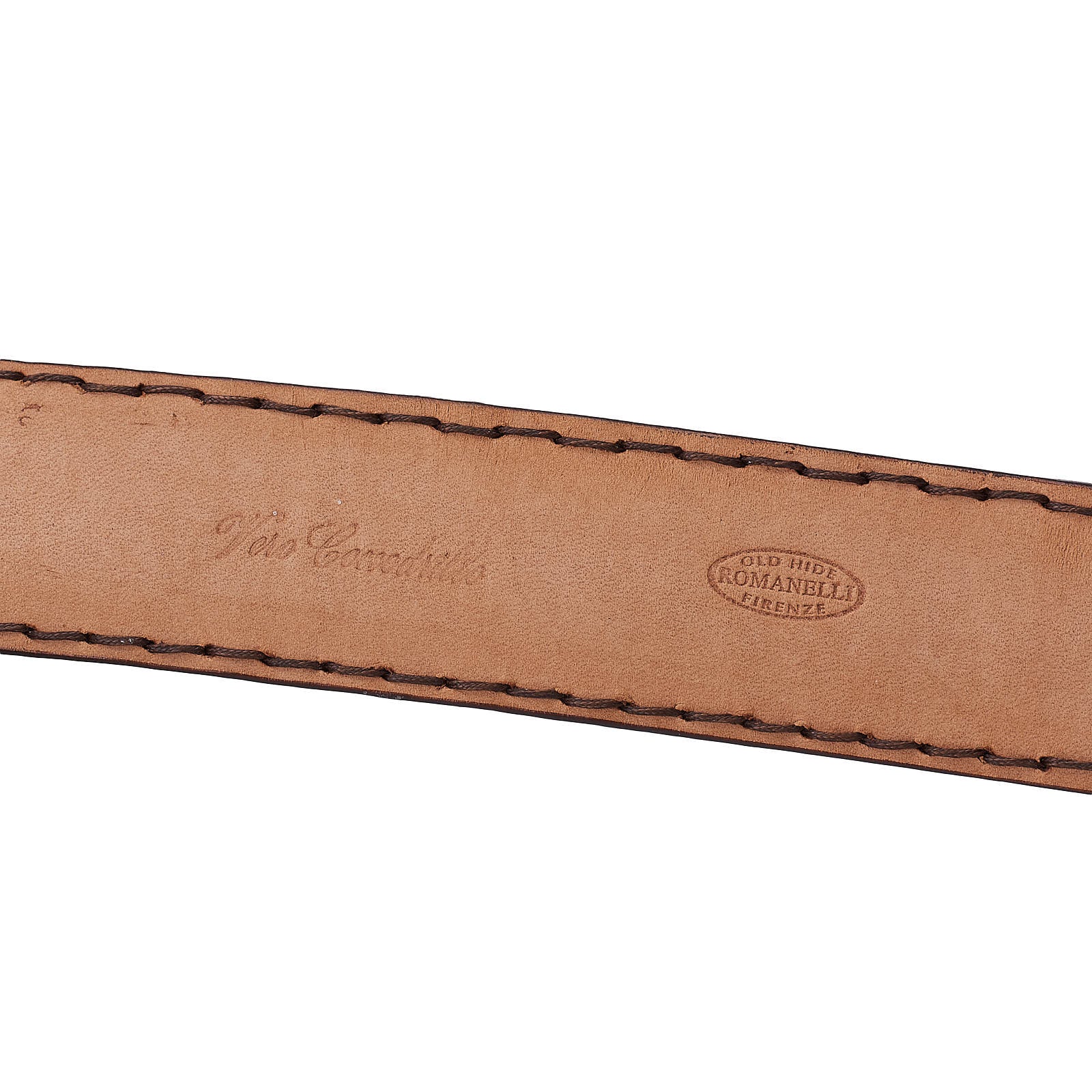 ROMANELLI Firenze Dark Brown Crocodile Croco Silver-Horn Buckle Belt 90cm 36"