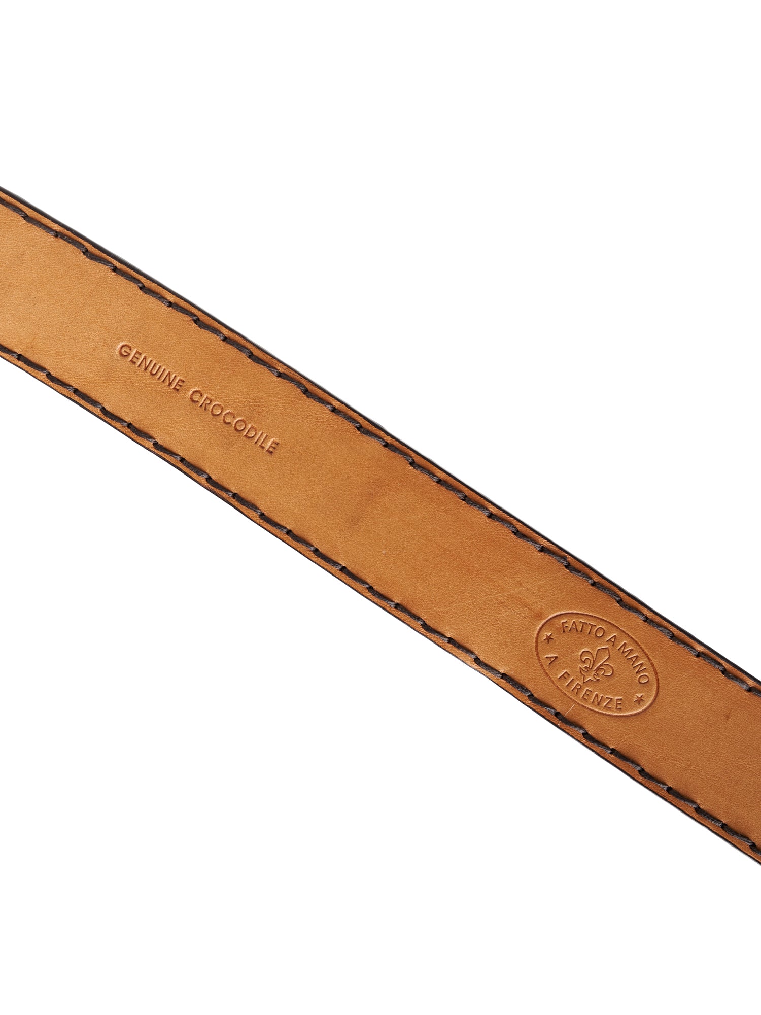 ROMANELLI Firenze Dark Brown Crocodile Silver-Horn Buckle Belt 90cm 36"