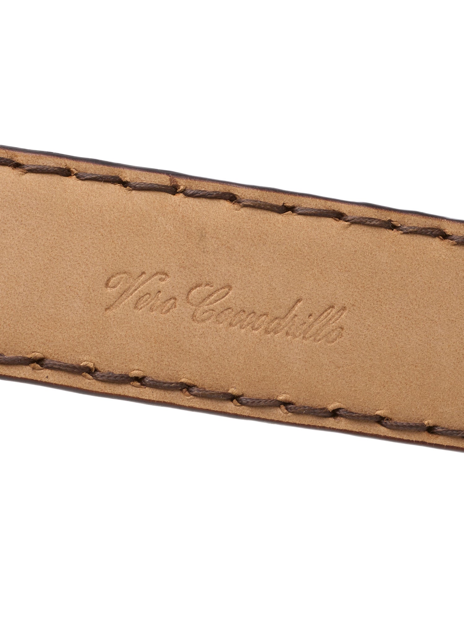 ROMANELLI Firenze Dark Brown Crocodile Skin Silver-Horn Buckle Belt 90cm 36"