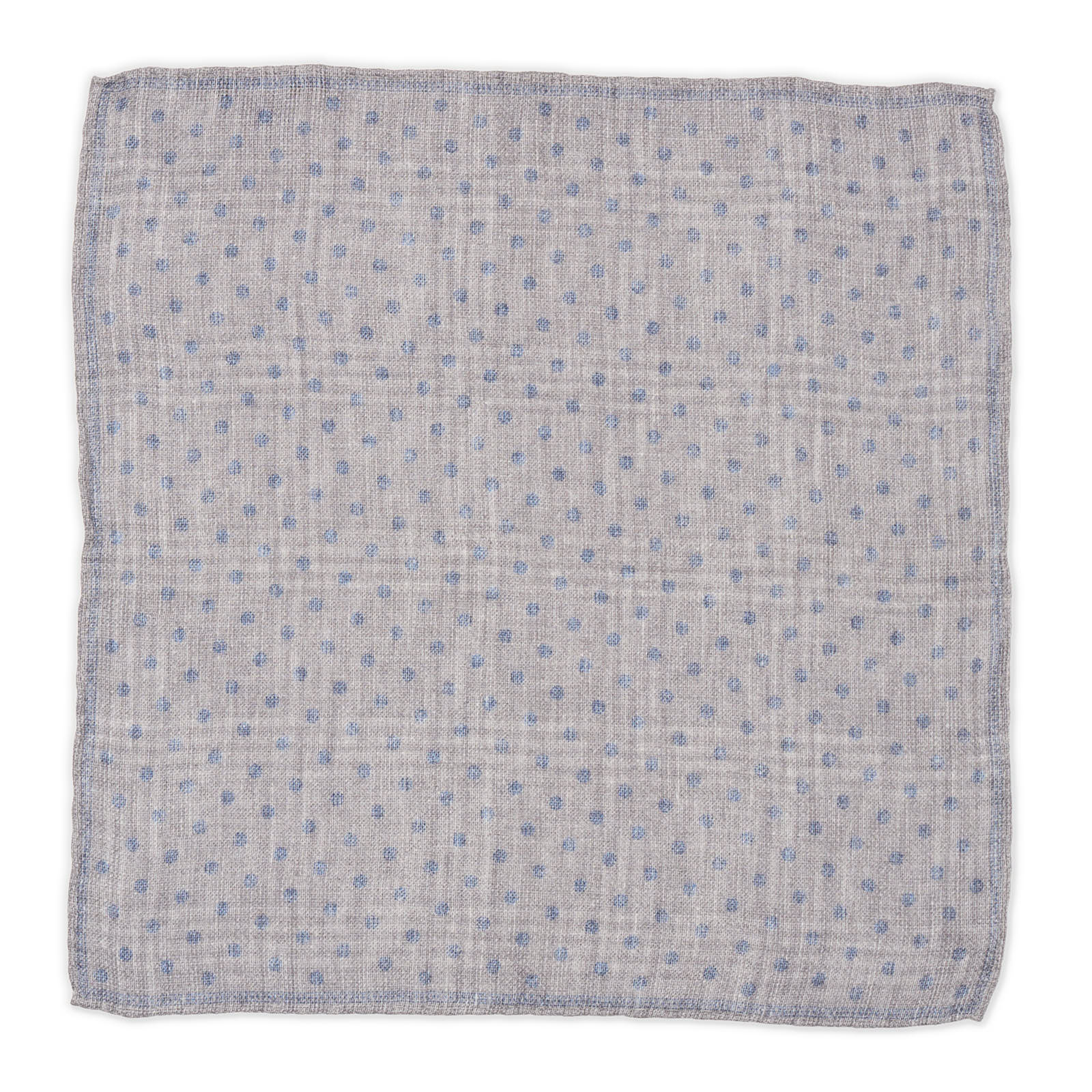 ROSI Handmade Gray Plaids-Dot Linen-Cotton Pocket Square Double Sided