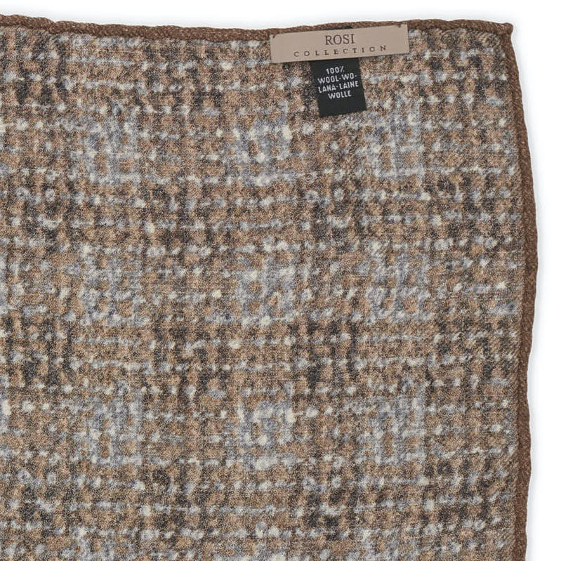 ROSI Handmade Multicolor Plaid-Abstract Wool Pocket Square Double Sided