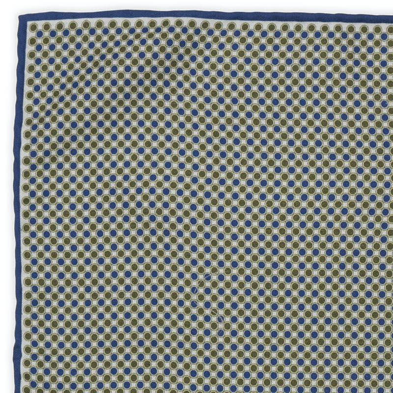 ROSI Handmade Multicolor Dot-Medallion Silk-Cotton Pocket Square Double Sided