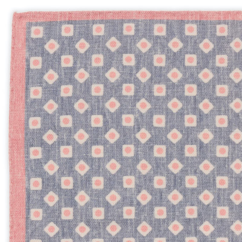 ROSI Handmade Multicolor Solid-Geometric Cotton-Linen Pocket Square Double Sided