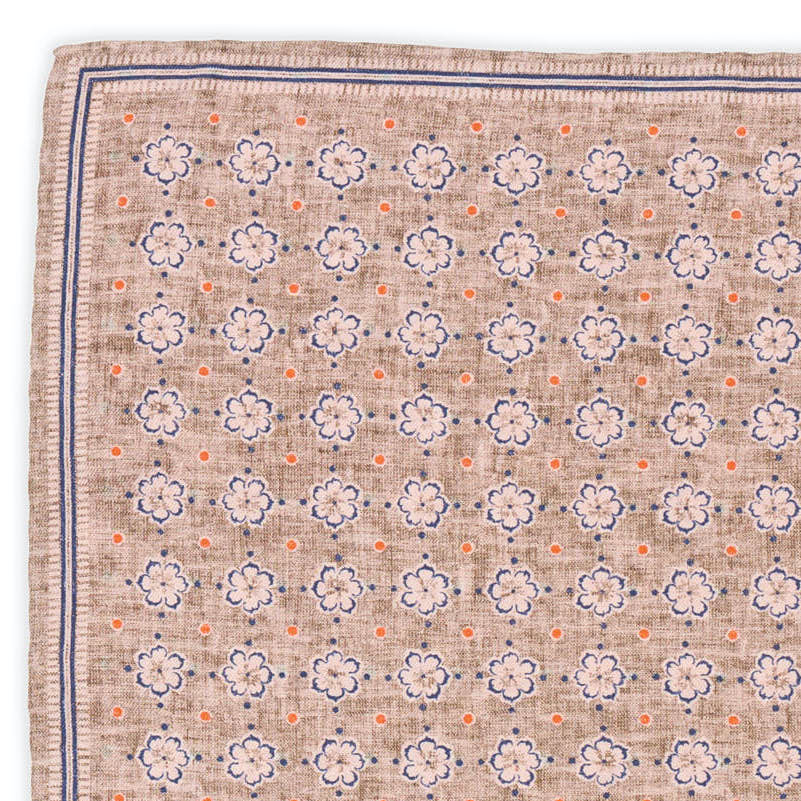 ROSI Handmade Multicolor Medallion-Dot Silk-Cotton Pocket Square NEW 30cm x 30cm