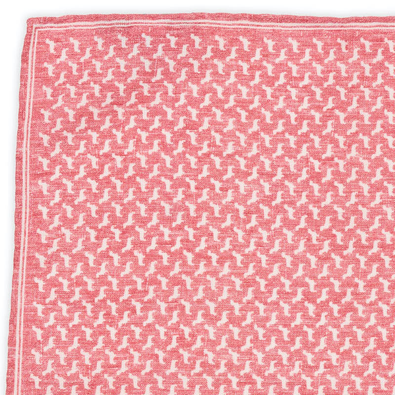 ROSI Handmade Red-White Abstract Cotton Pocket Square NEW 30cm x 30cm