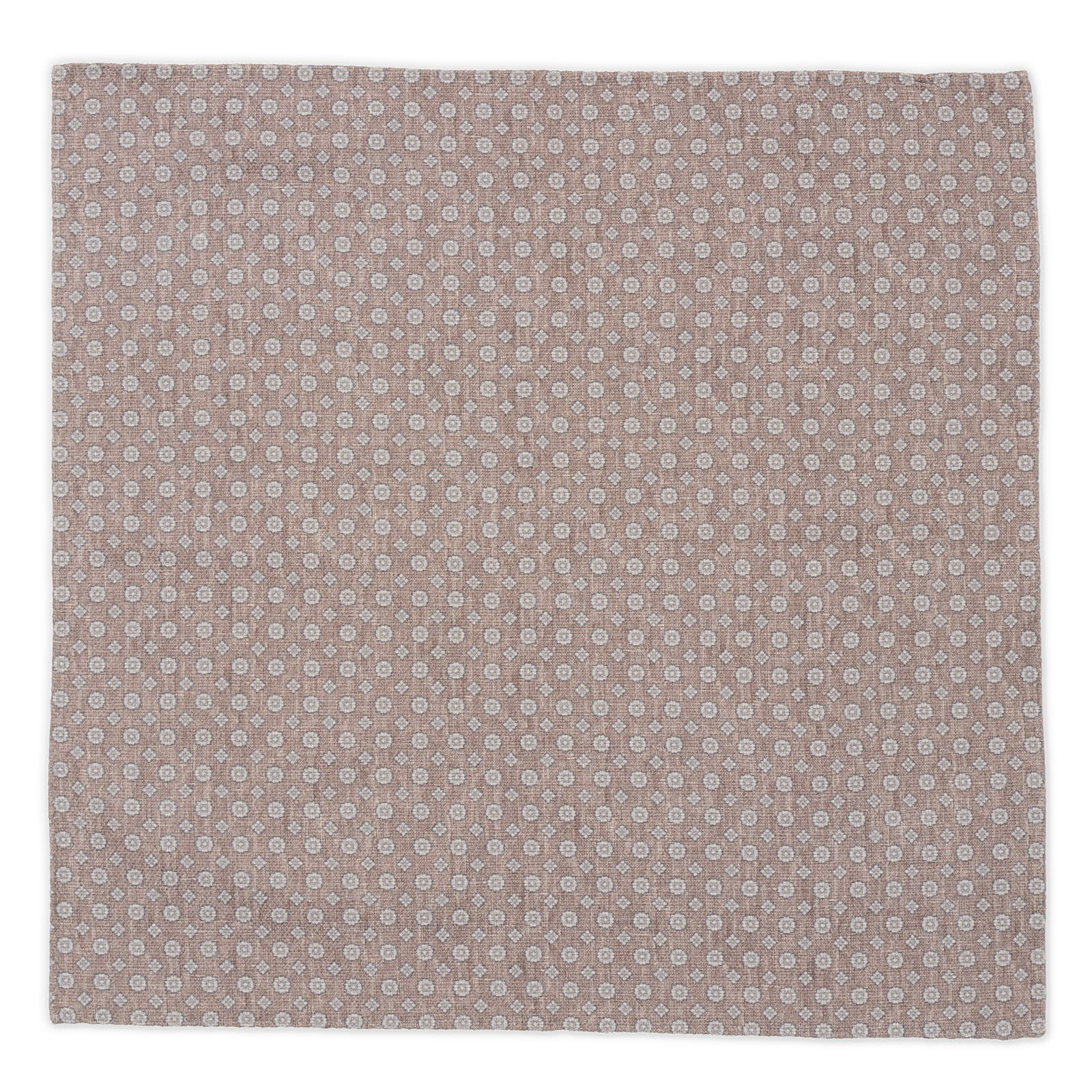 ROSI Handmade Reddish Gray Medallion Cotton-Linen Pocket Square Double Sided