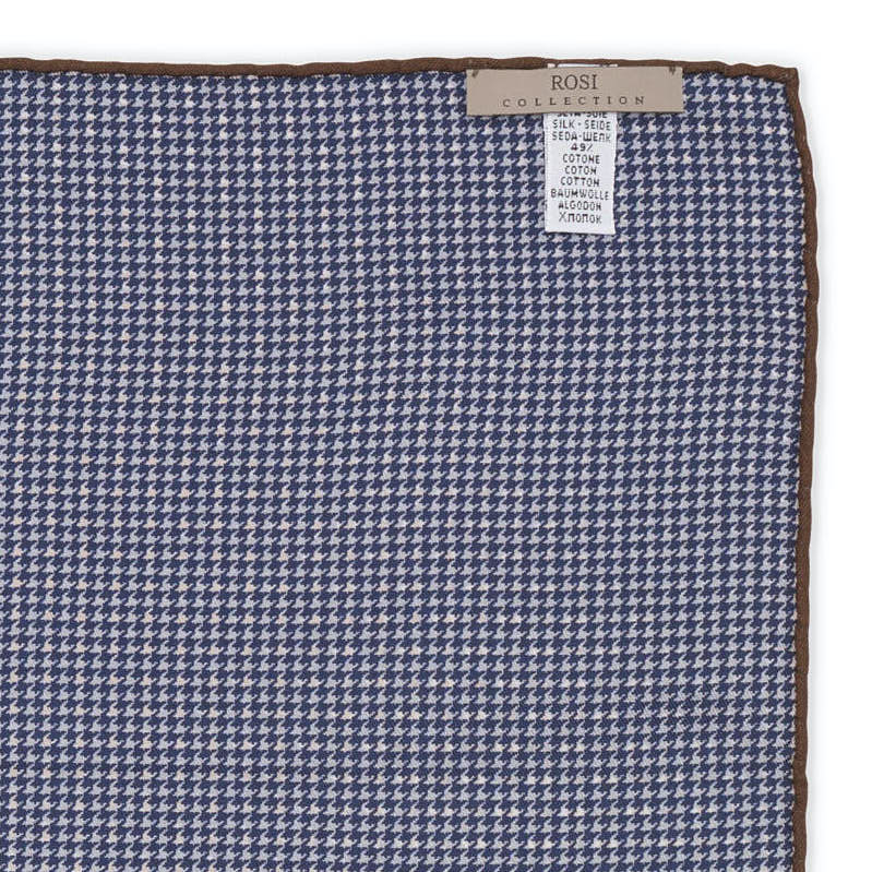 ROSI Handmade Royal Blue Dot-Shepherd Silk-Cotton Pocket Square Double Sided