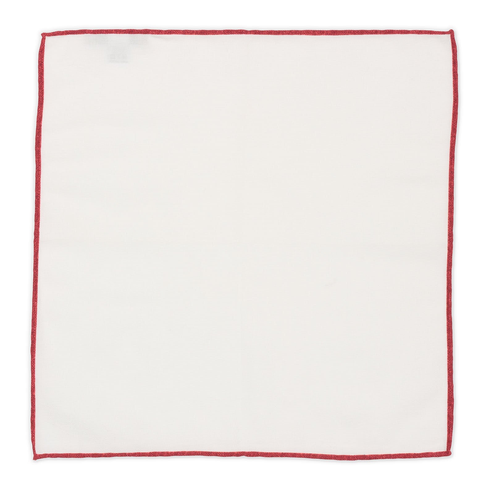 ROSI Handmade White-Burgundy Solid Cotton Pocket Square NEW 31cm x 31cm