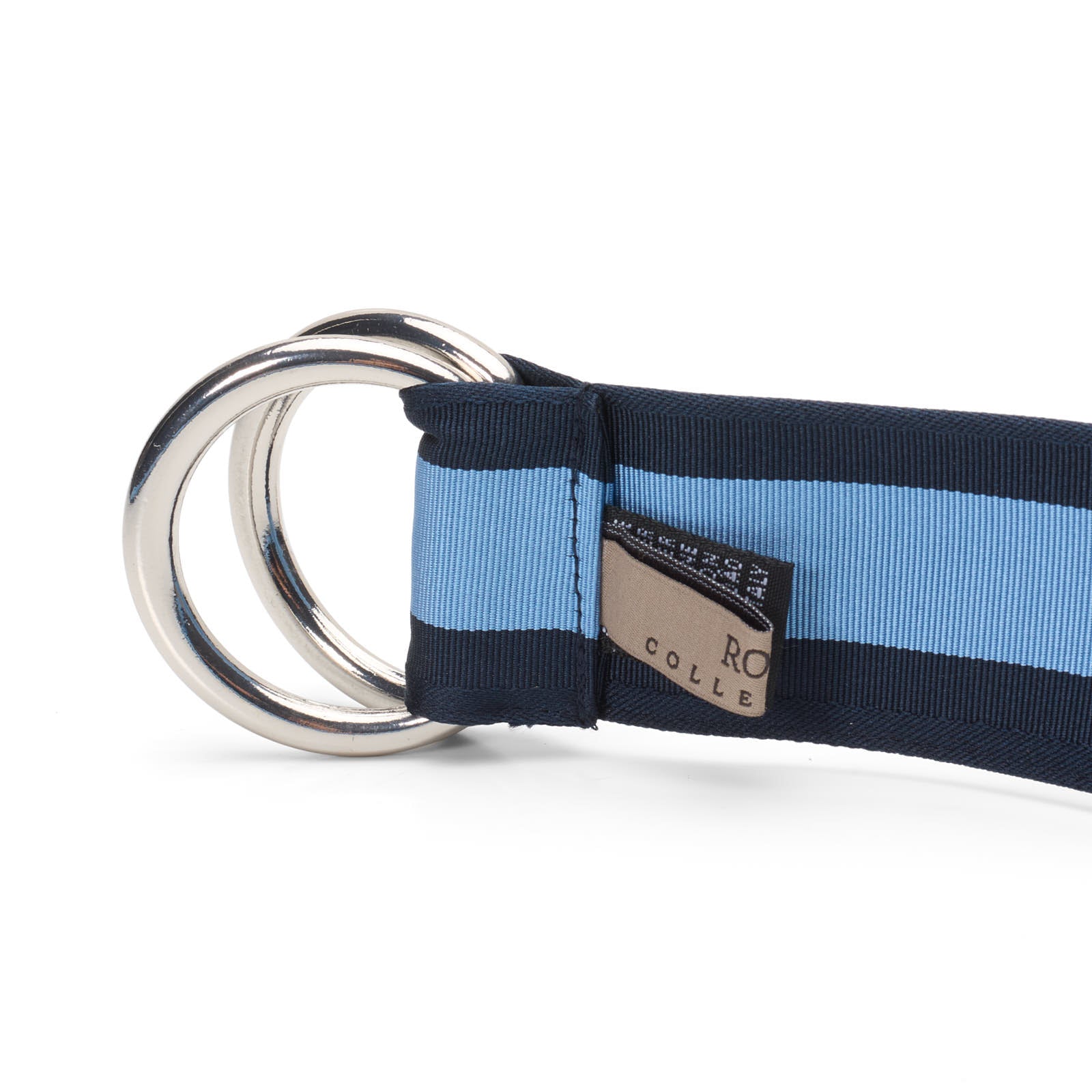 ROSI Collection Navy Blue-Blue Polyester-Cotton Web Silver-Tone D-ring Belt XL
