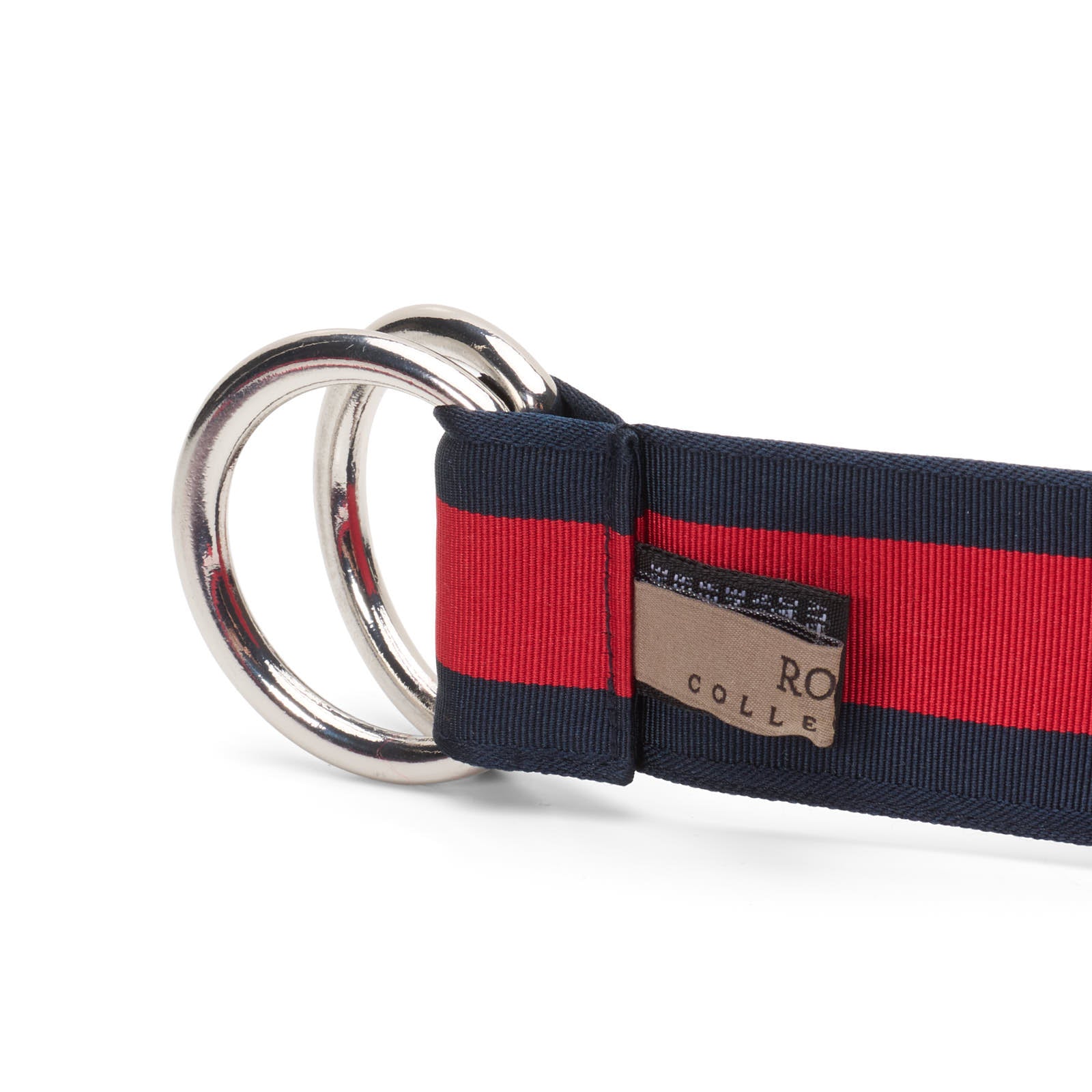 ROSI Collection Navy Blue-Red Polyester-Cotton Web Silver-Tone D-ring Belt 110cm NEW 44"