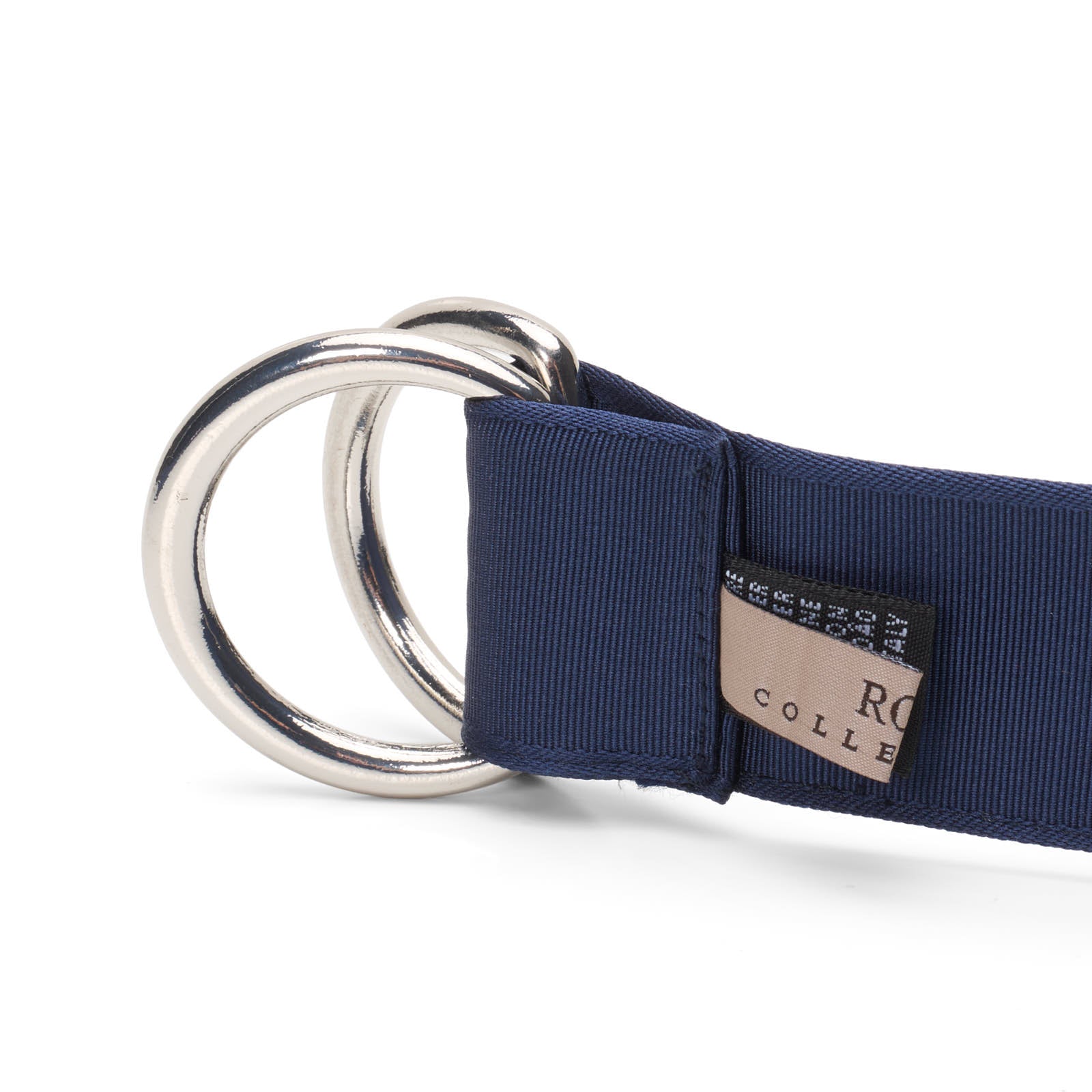 ROSI Collection Navy Blue Polyester-Cotton Web Silver-Tone D-ring Belt XL