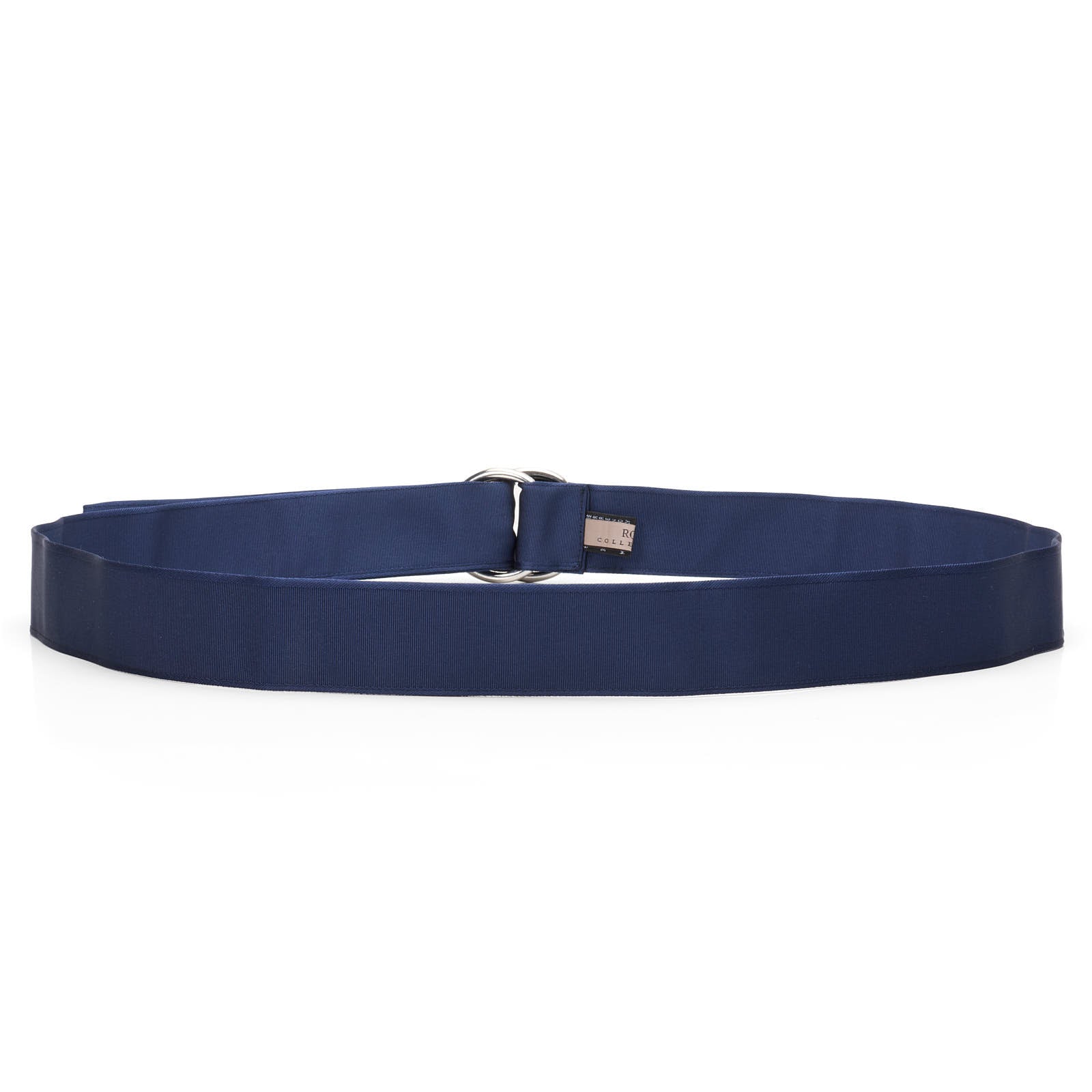 ROSI Collection Navy Blue Polyester-Cotton Web Silver-Tone D-ring Belt XL