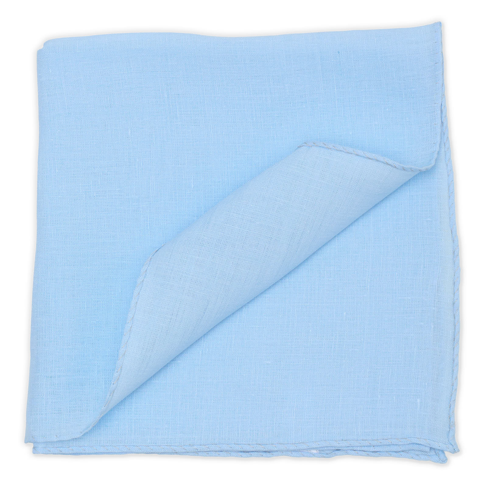 VANNUCCI Handmade Milano Blue Linen Pocket Square NEW 45cm x 45cm XL