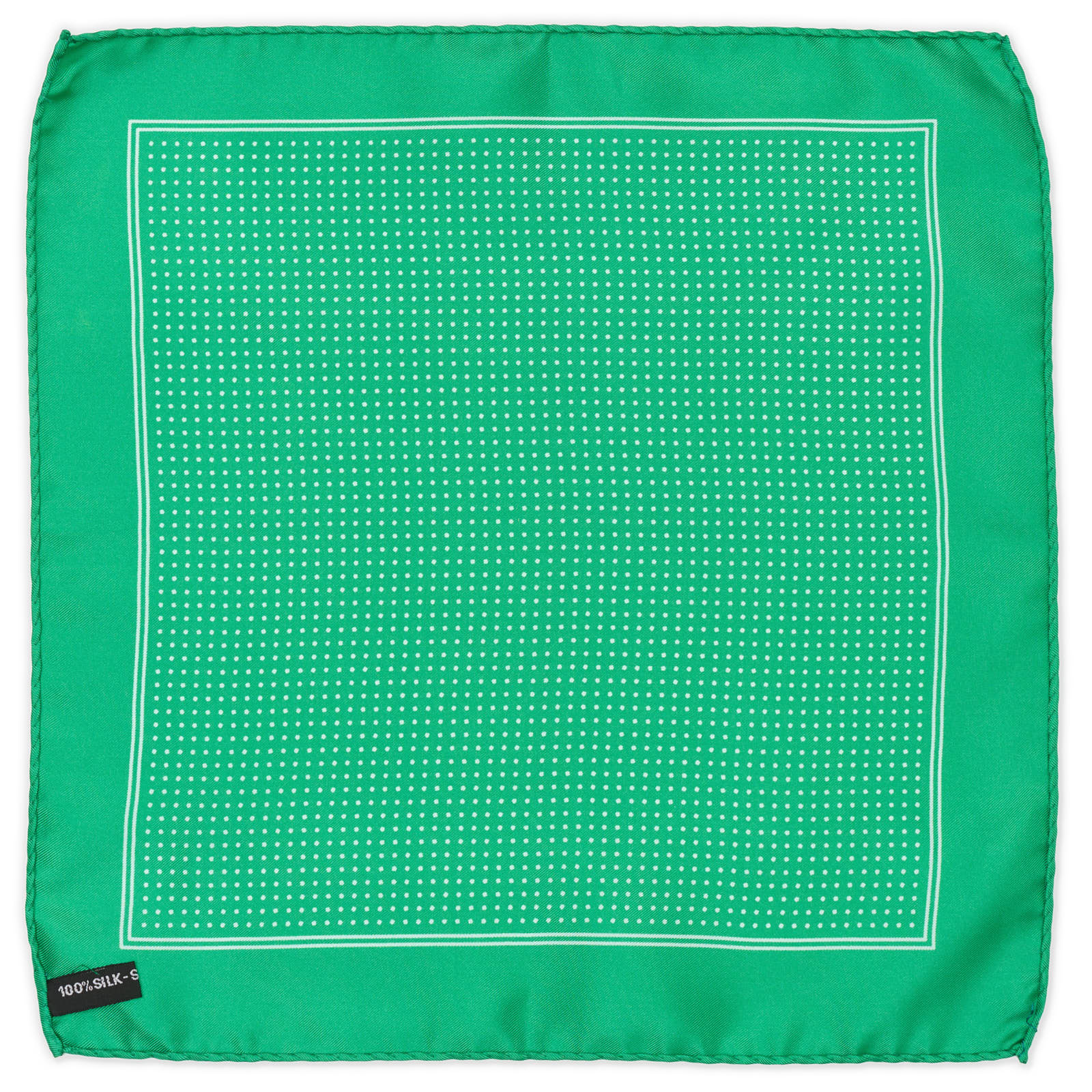 VANNUCCI Milano Handmade Green Dot Silk Pocket Square NEW 31cm x 31cm