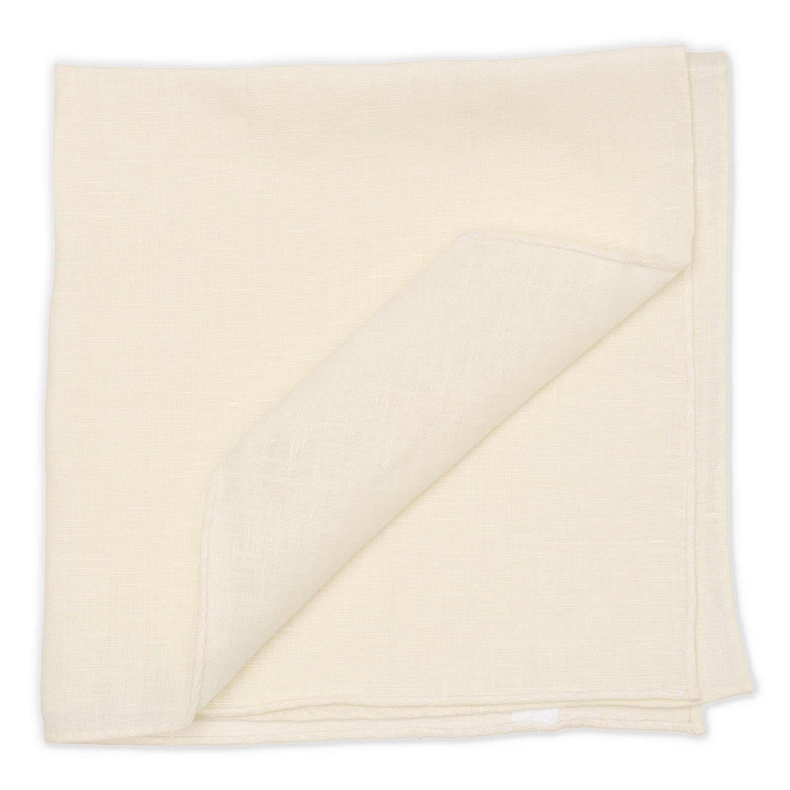 VANNUCCI Hand-Rolled Off-White Linen Pocket Square NEW 45cm x 45cm XL