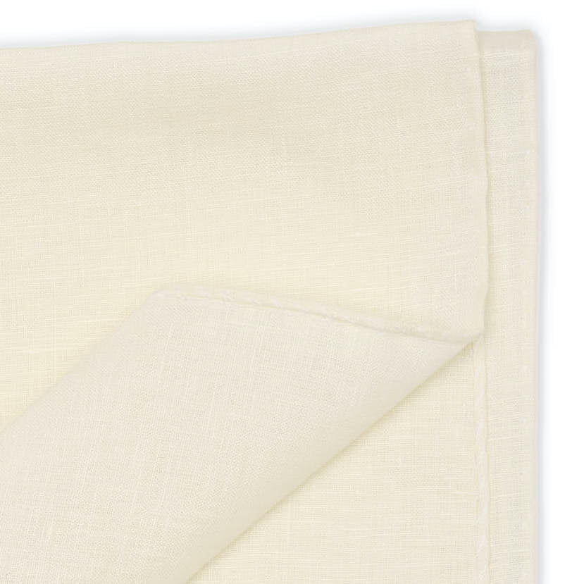 VANNUCCI Hand-Rolled Off-White Linen Pocket Square NEW 45cm x 45cm XL